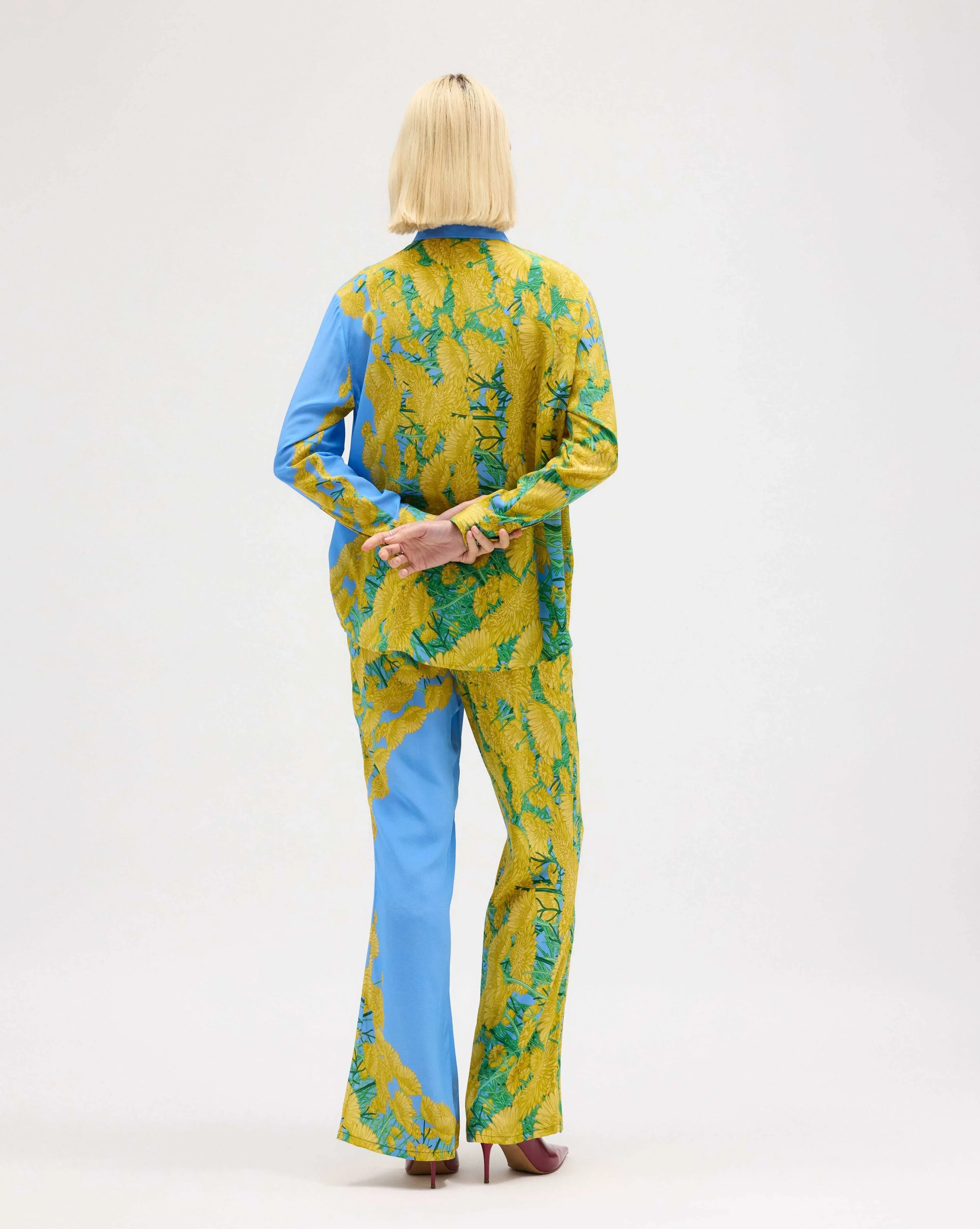 Dandelion Long Sleeve Silk Chiffon Shirt - MUMA WORLD