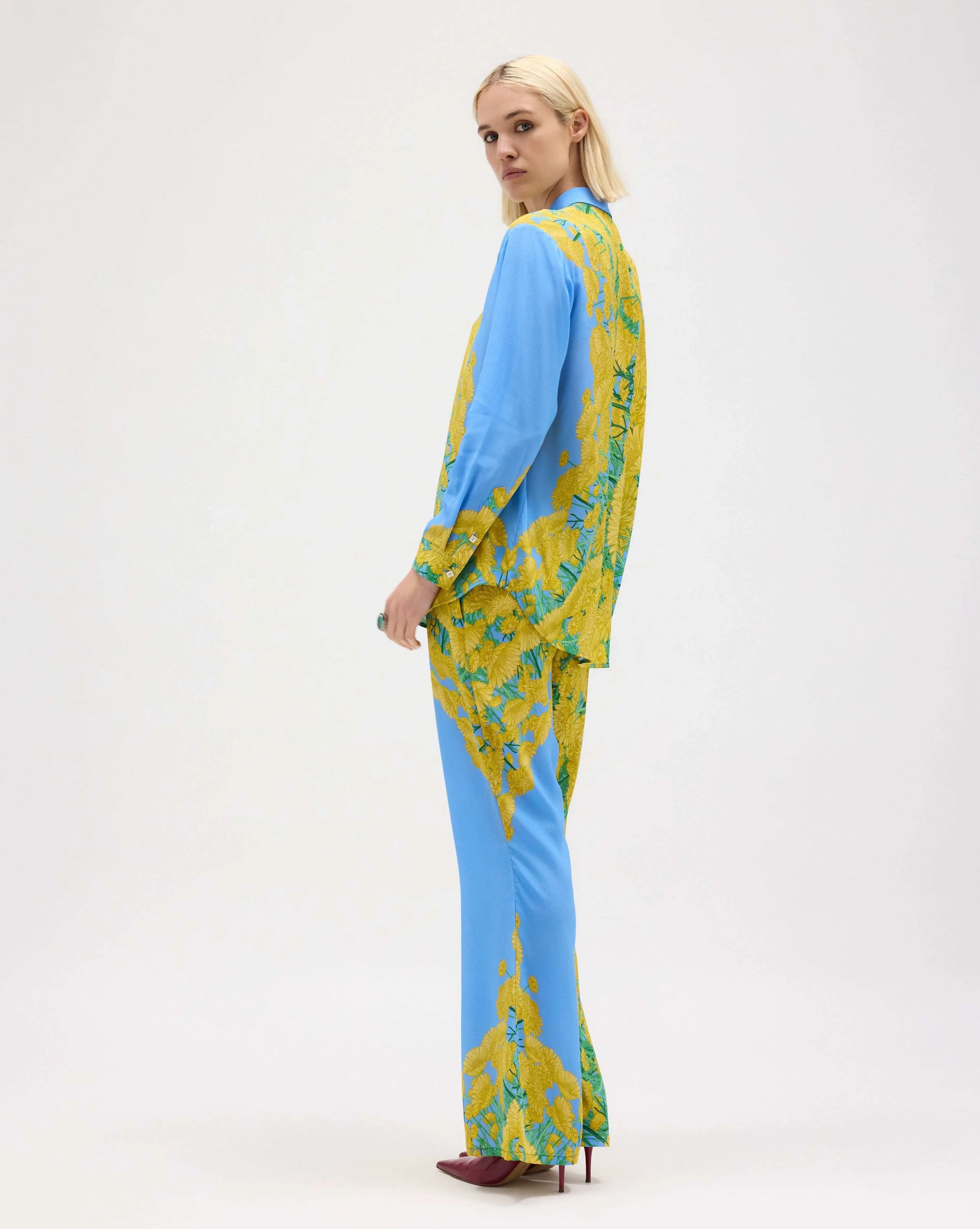 Dandelion Long Sleeve Silk Chiffon Shirt - MUMA WORLD