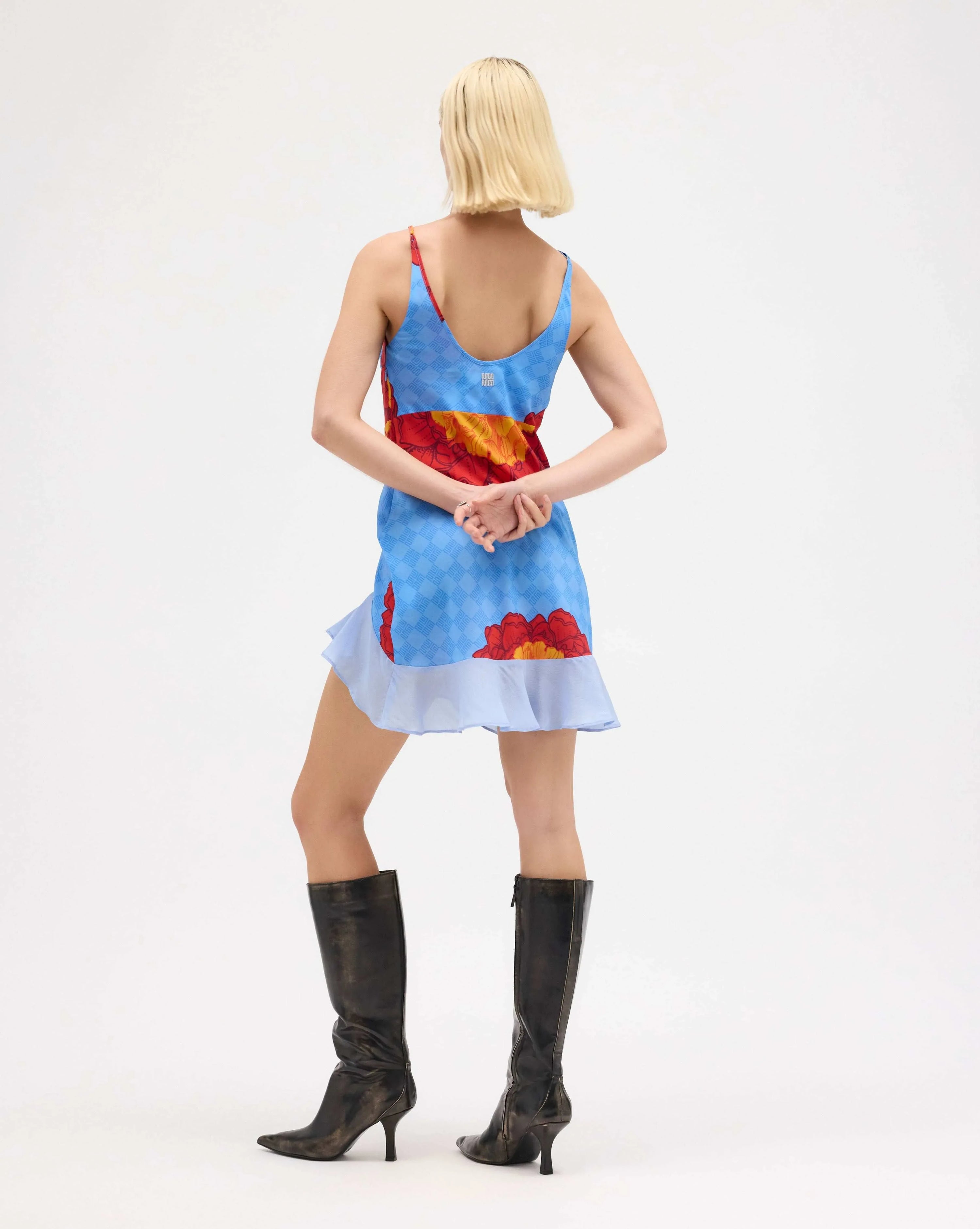 Petals Frill Silk Chiffon Mini Dress - MUMA WORLD