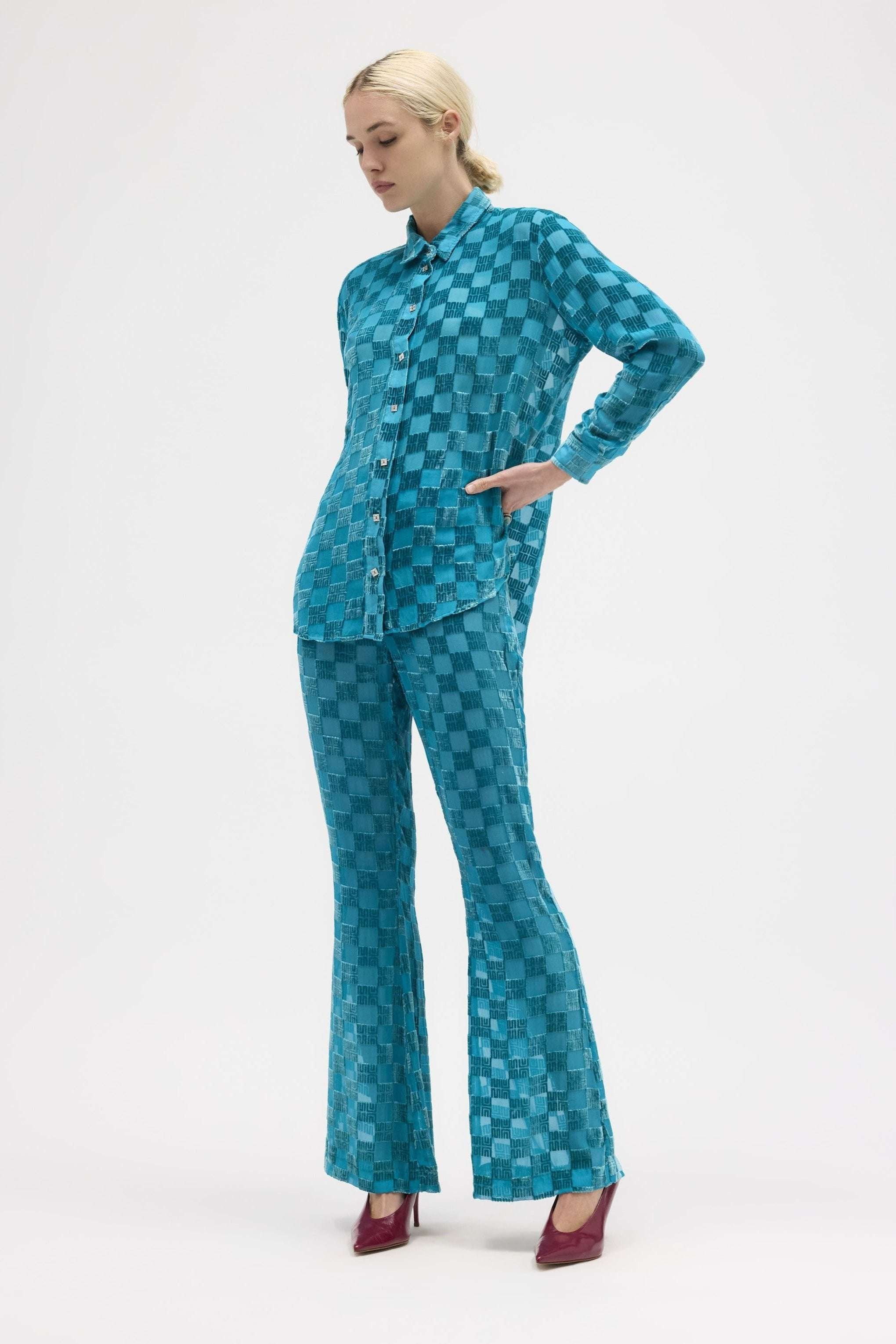 Sky Velvet Long Sleeve Shirt