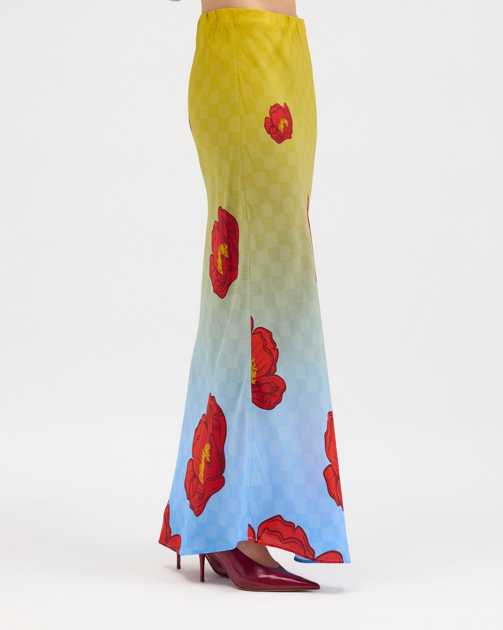 Cactus Rose Silk Chiffon Bias Maxi Skirt