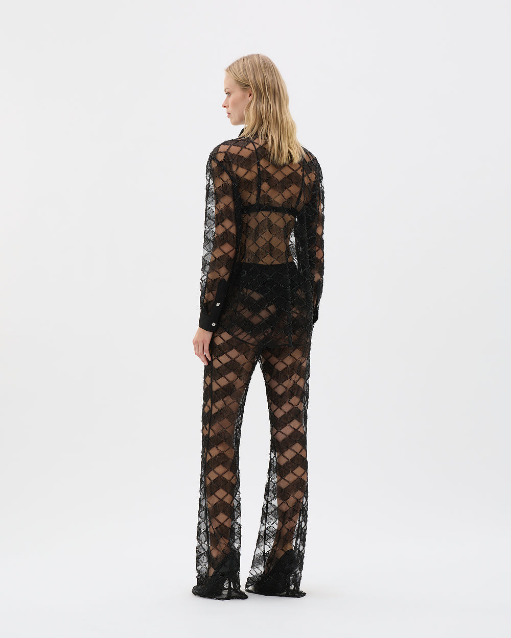 Beaded Lace Long Sleeve Shirt - MUMA WORLD  Top