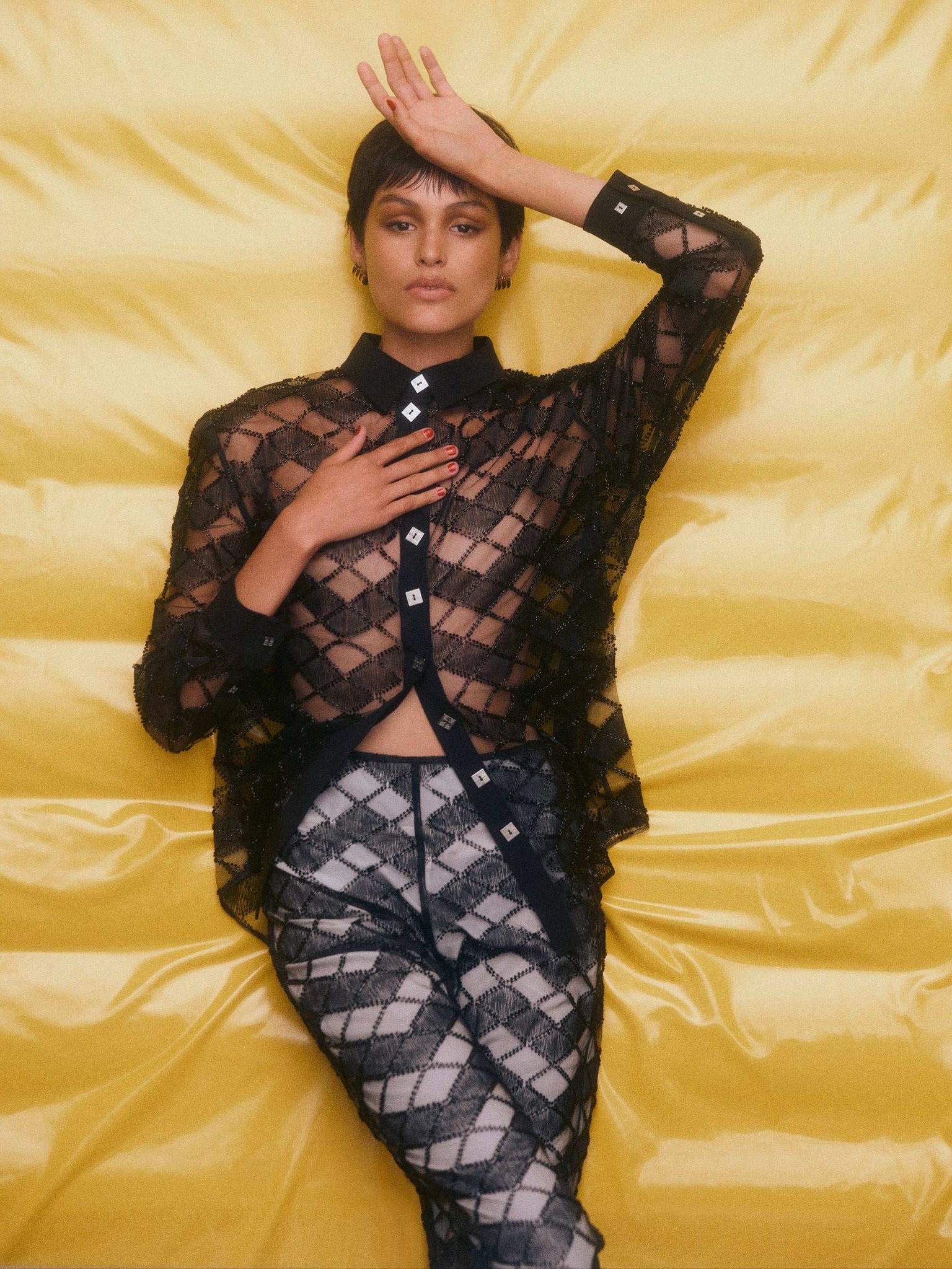 Beaded Lace Long Sleeve Shirt - MUMA WORLD  Top