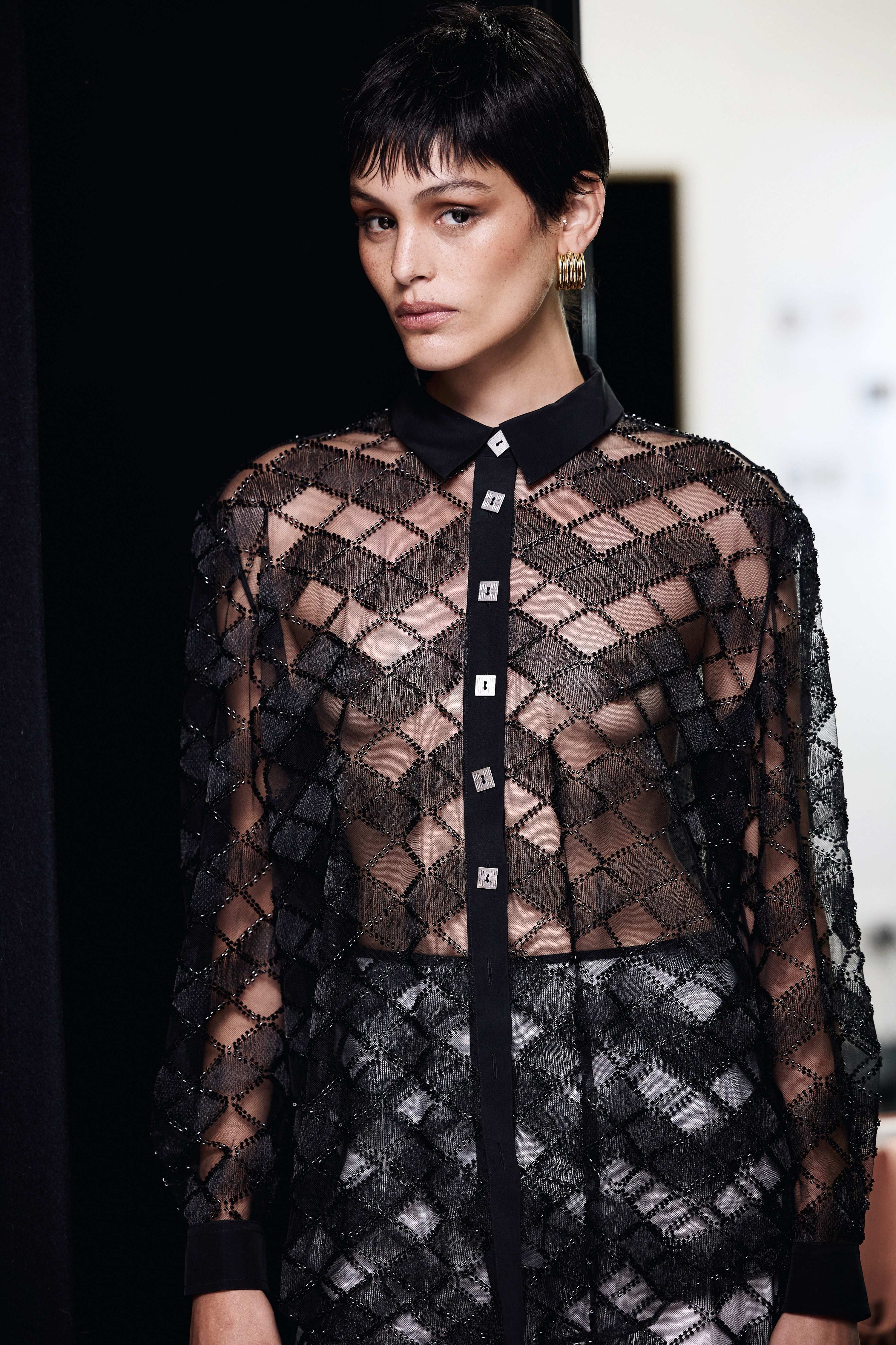 Beaded Lace Long Sleeve Shirt - MUMA WORLD  Top