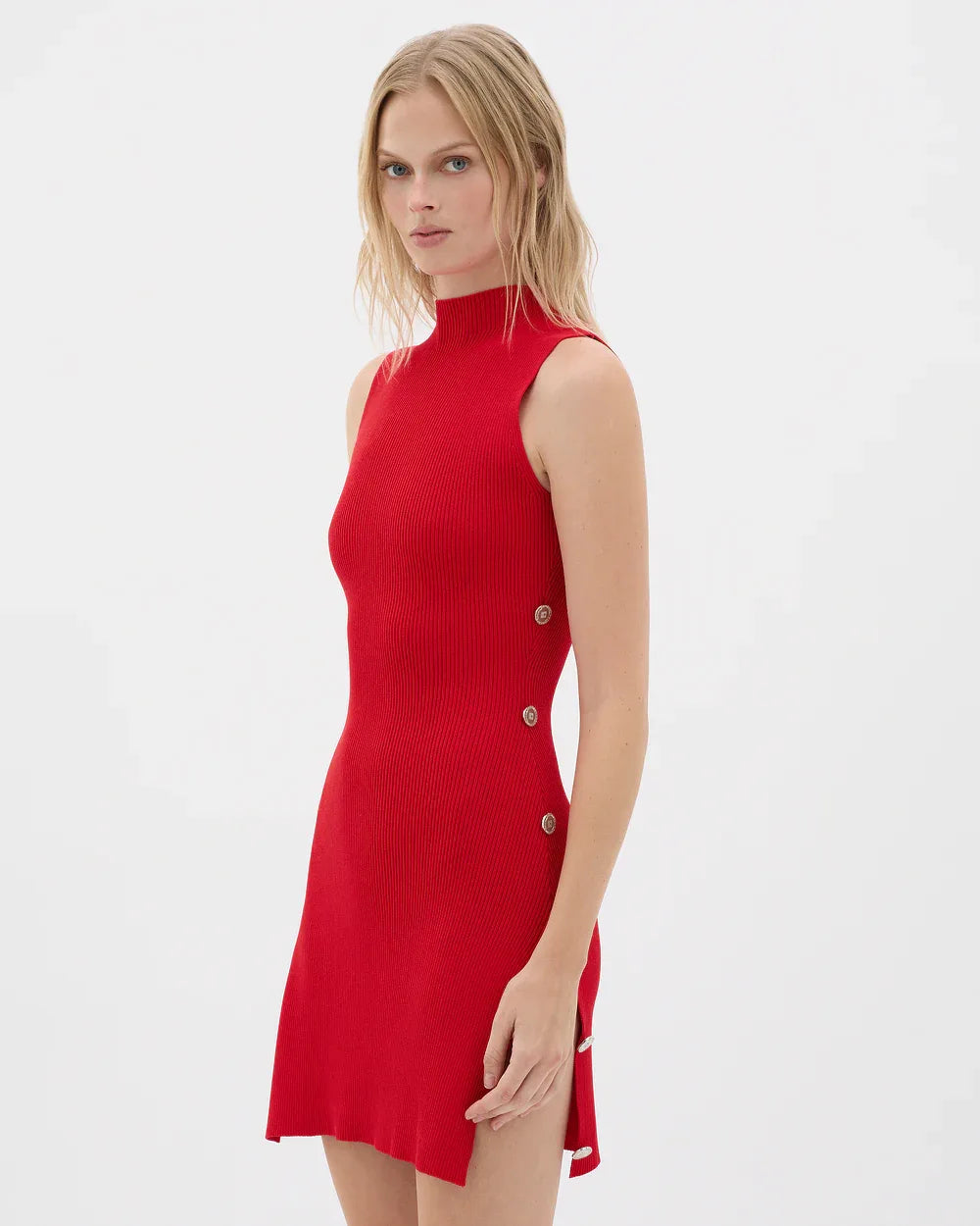 Cherry Red Knit Mini Dress - MUMA WORLD