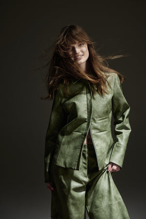Sage Tailored Leather Jacket