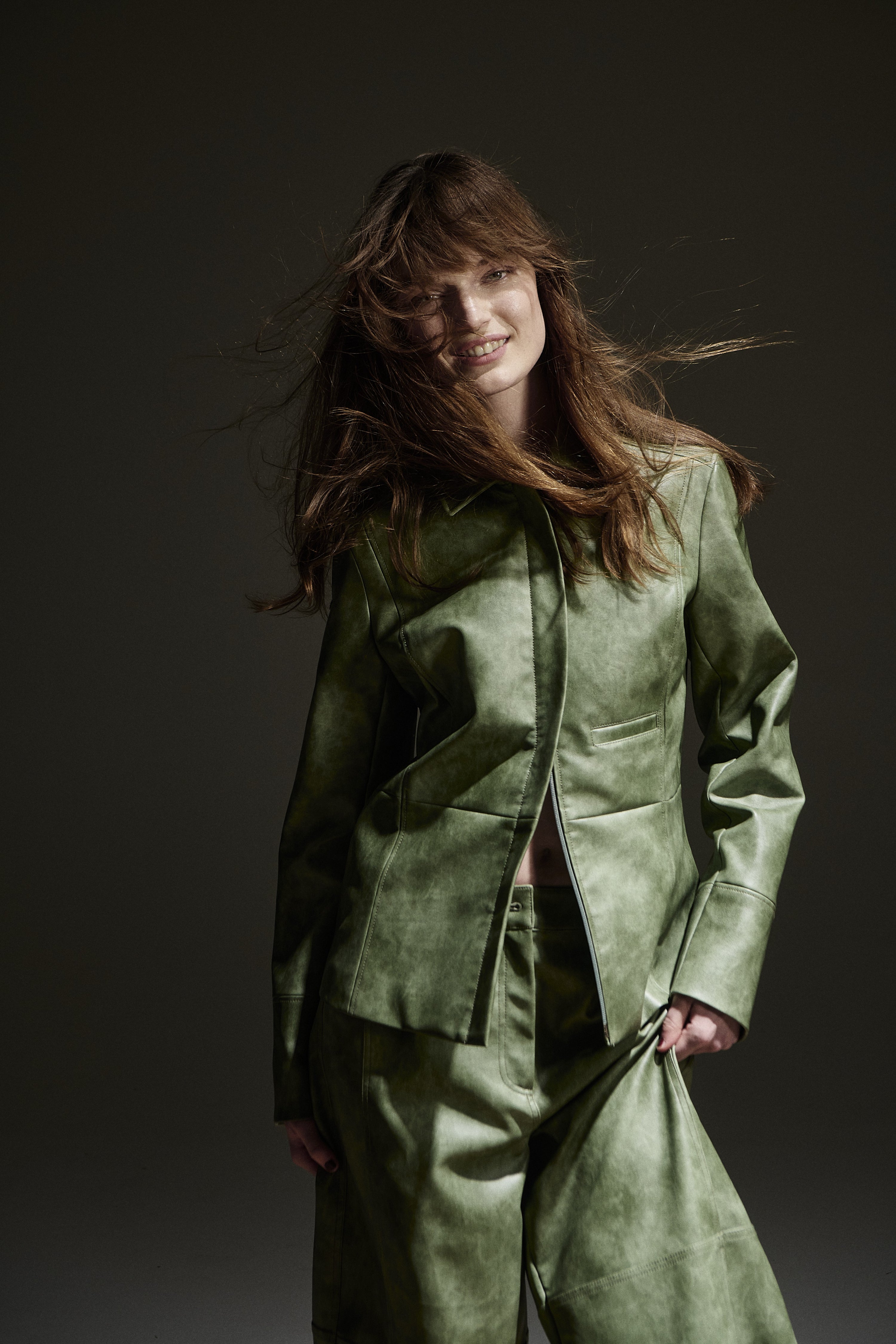 Sage Tailored Leather Jacket