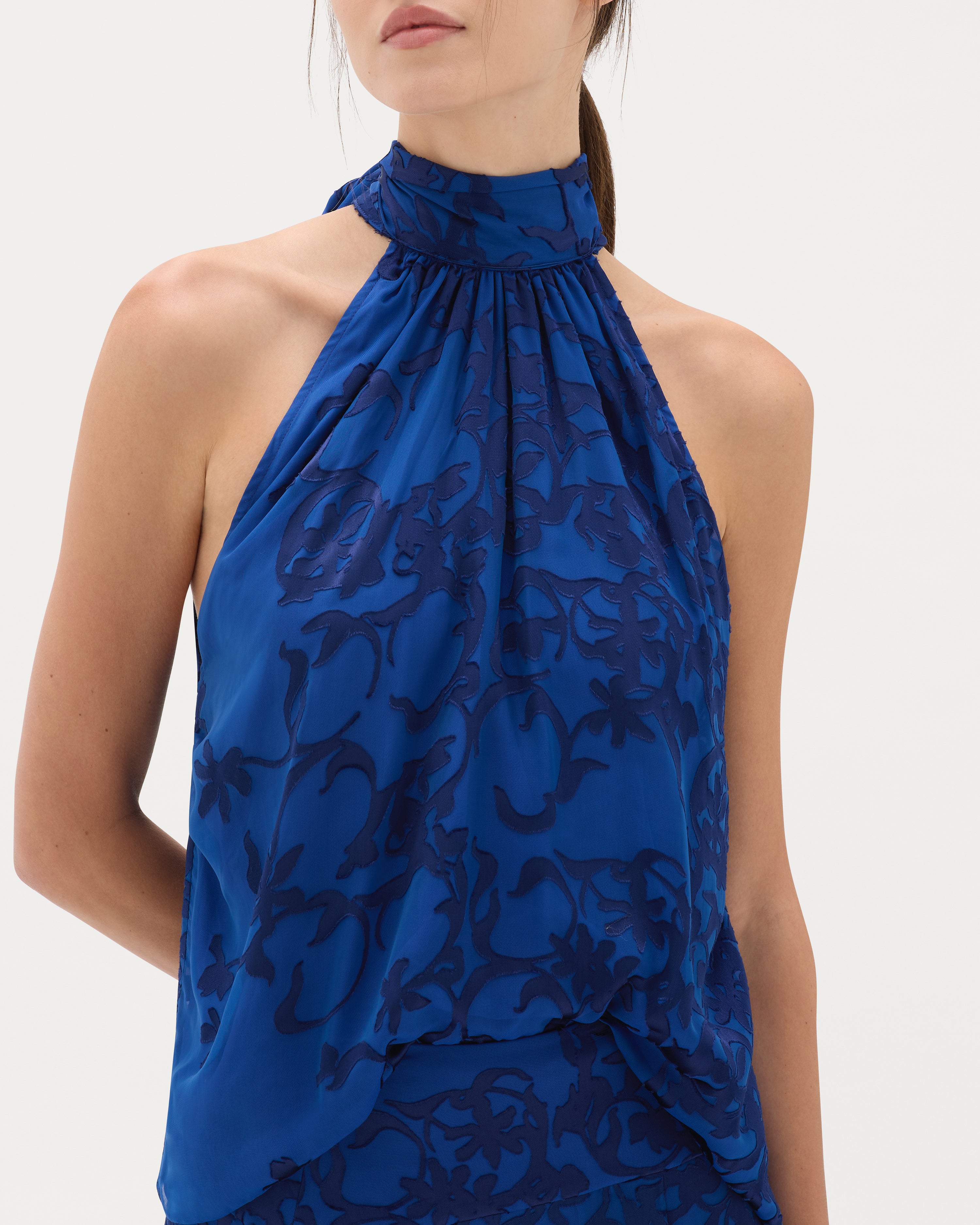 Sapphire Burnout High Neck Top