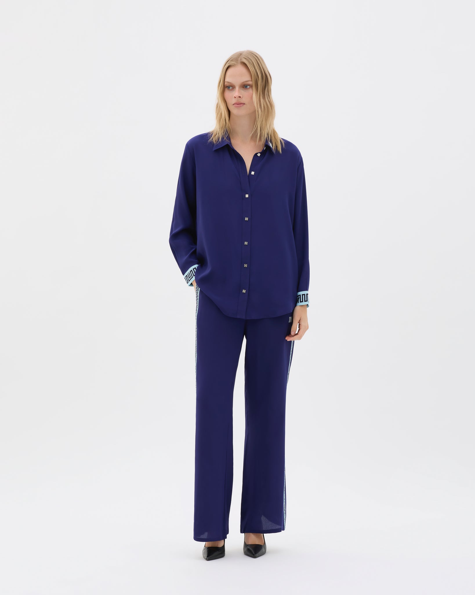 Deep Sea Contrast Long Sleeve Shirt - MUMA WORLD  Top