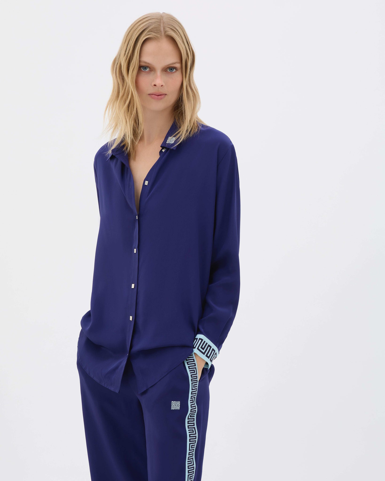 Deep Sea Contrast Long Sleeve Shirt - MUMA WORLD  Top