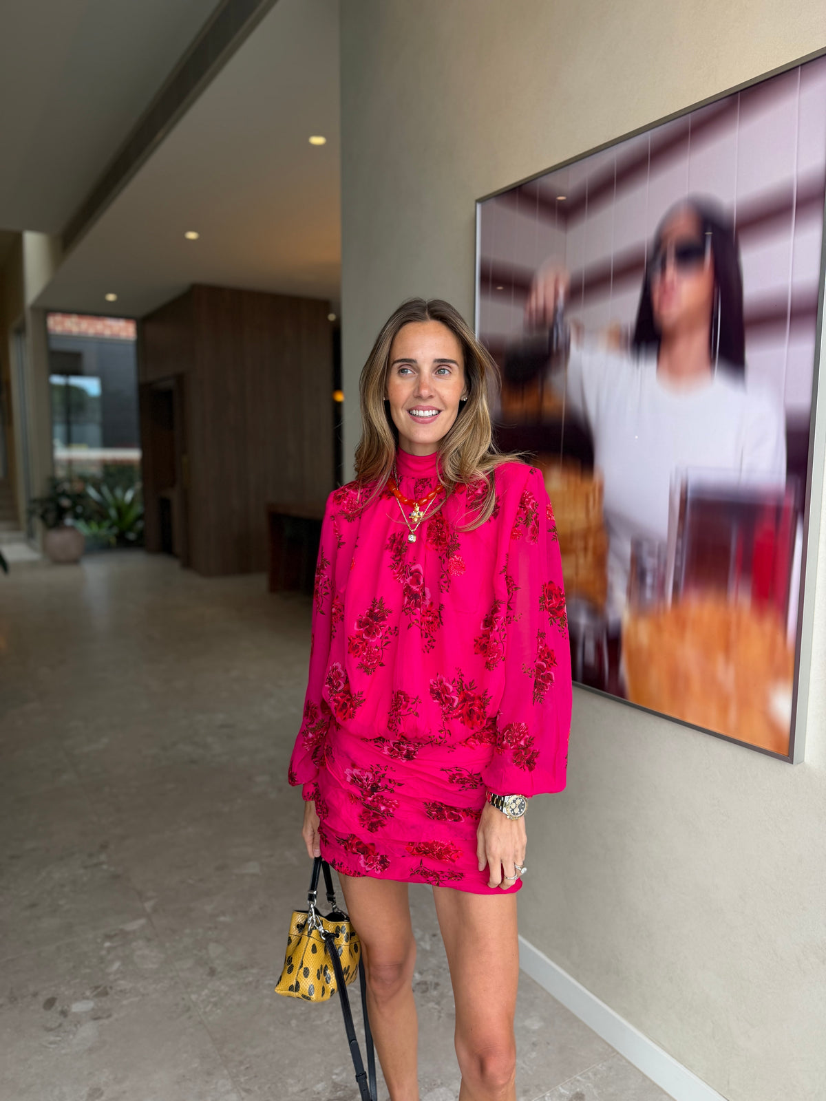 Magenta Bloom Quilla Mini Dress