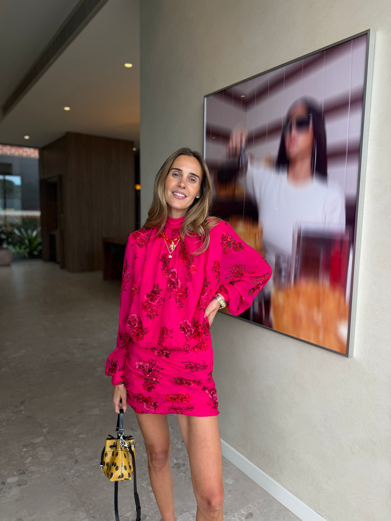 Magenta Bloom Quilla Mini Dress