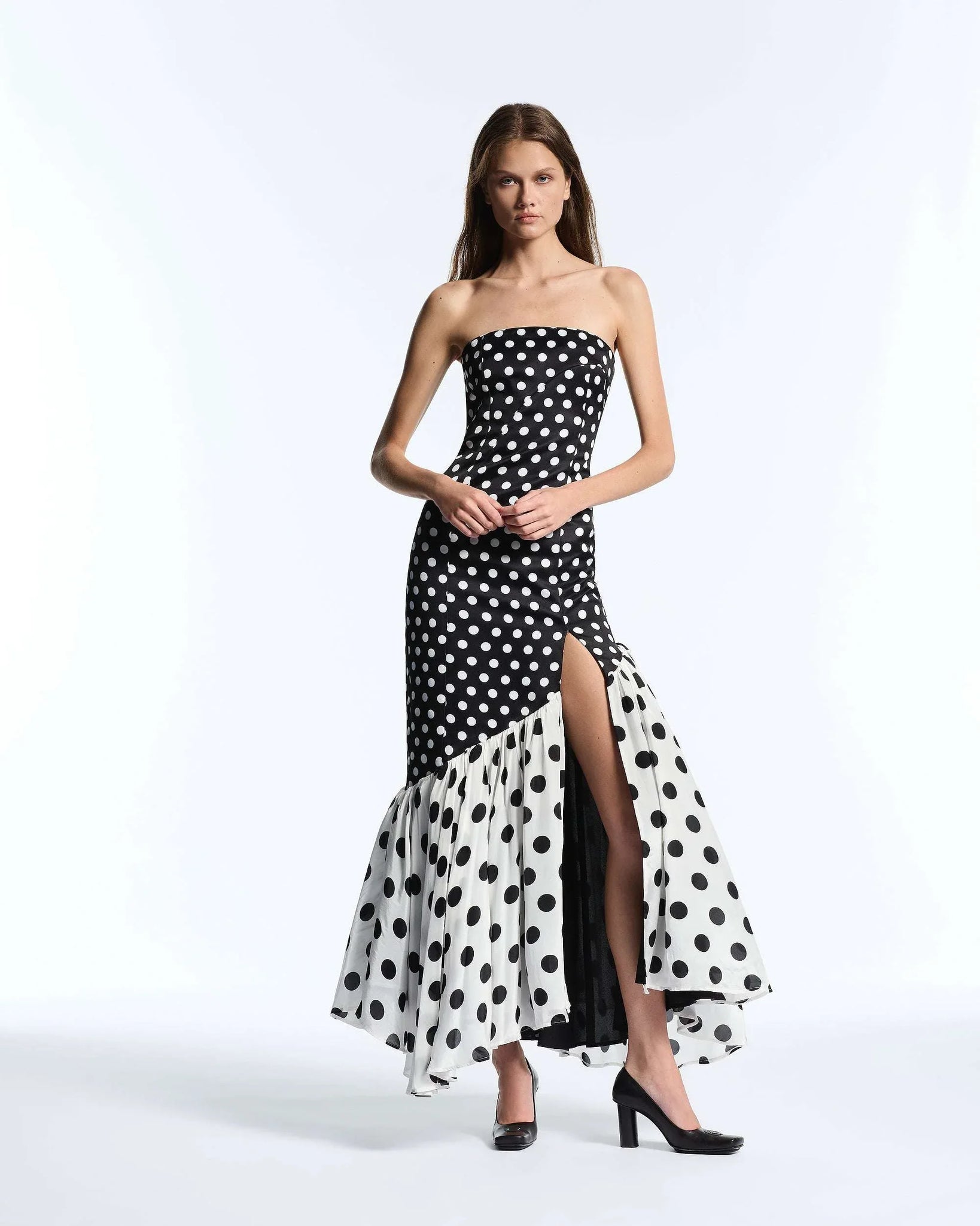 Mixed Polkadot Petra Contrast Dress