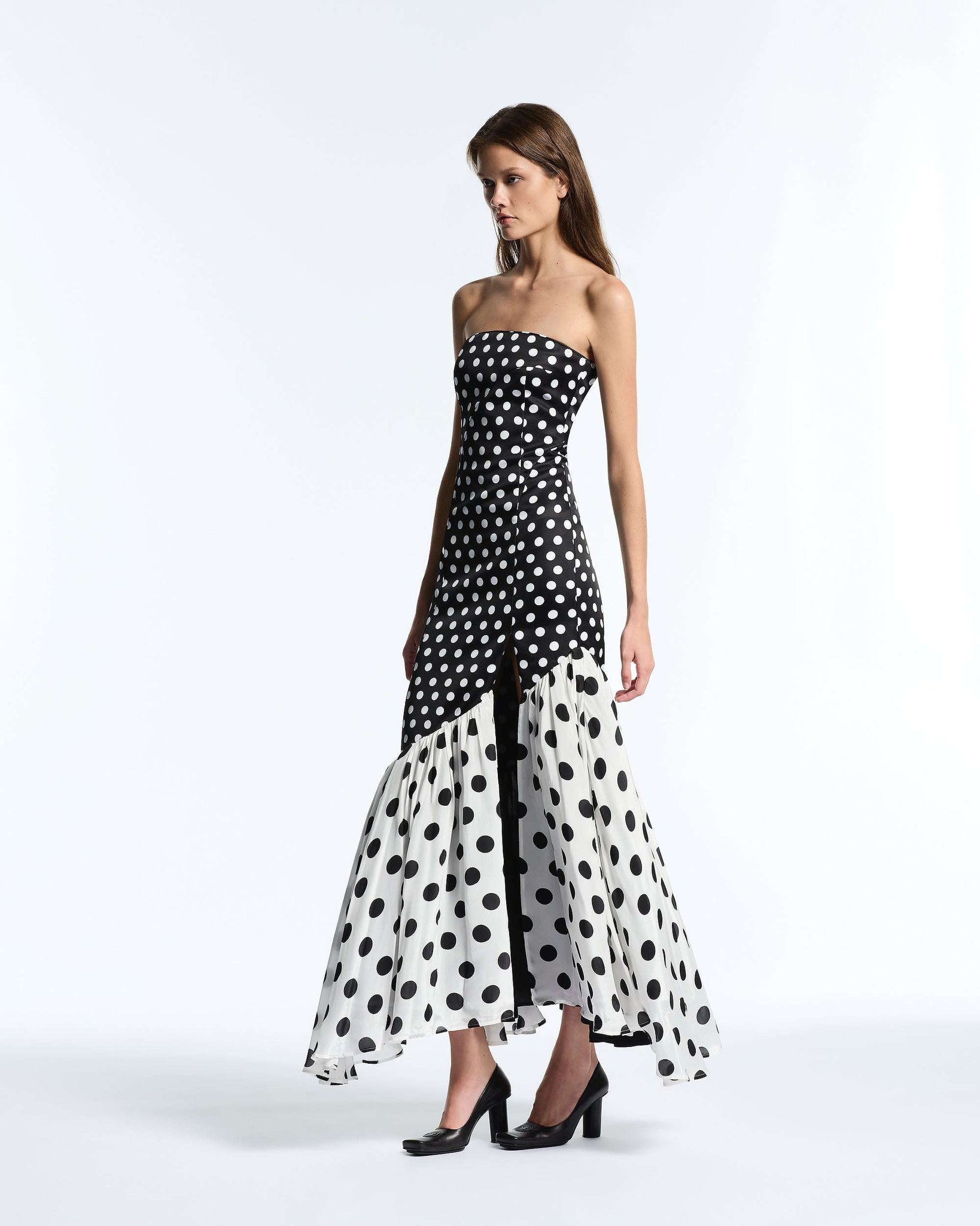 Mixed Polkadot Petra Contrast Dress