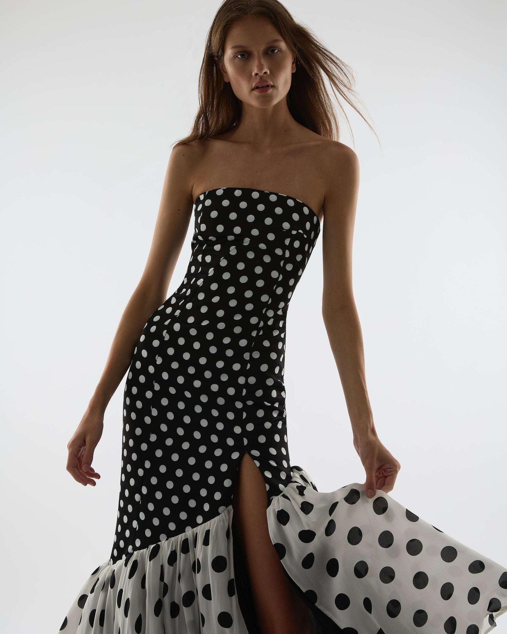 Mixed Polkadot Petra Contrast Dress