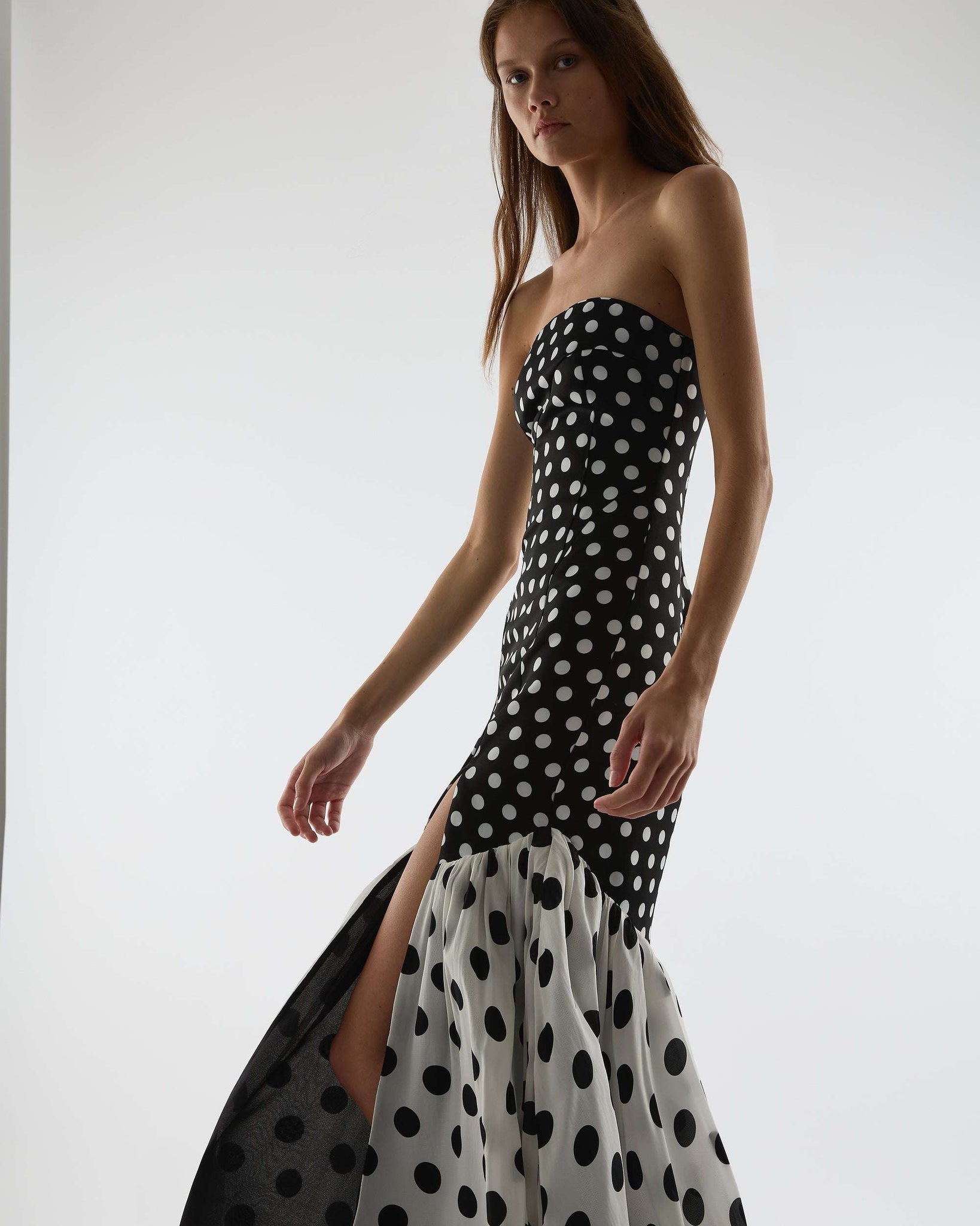 Mixed Polkadot Petra Contrast Dress