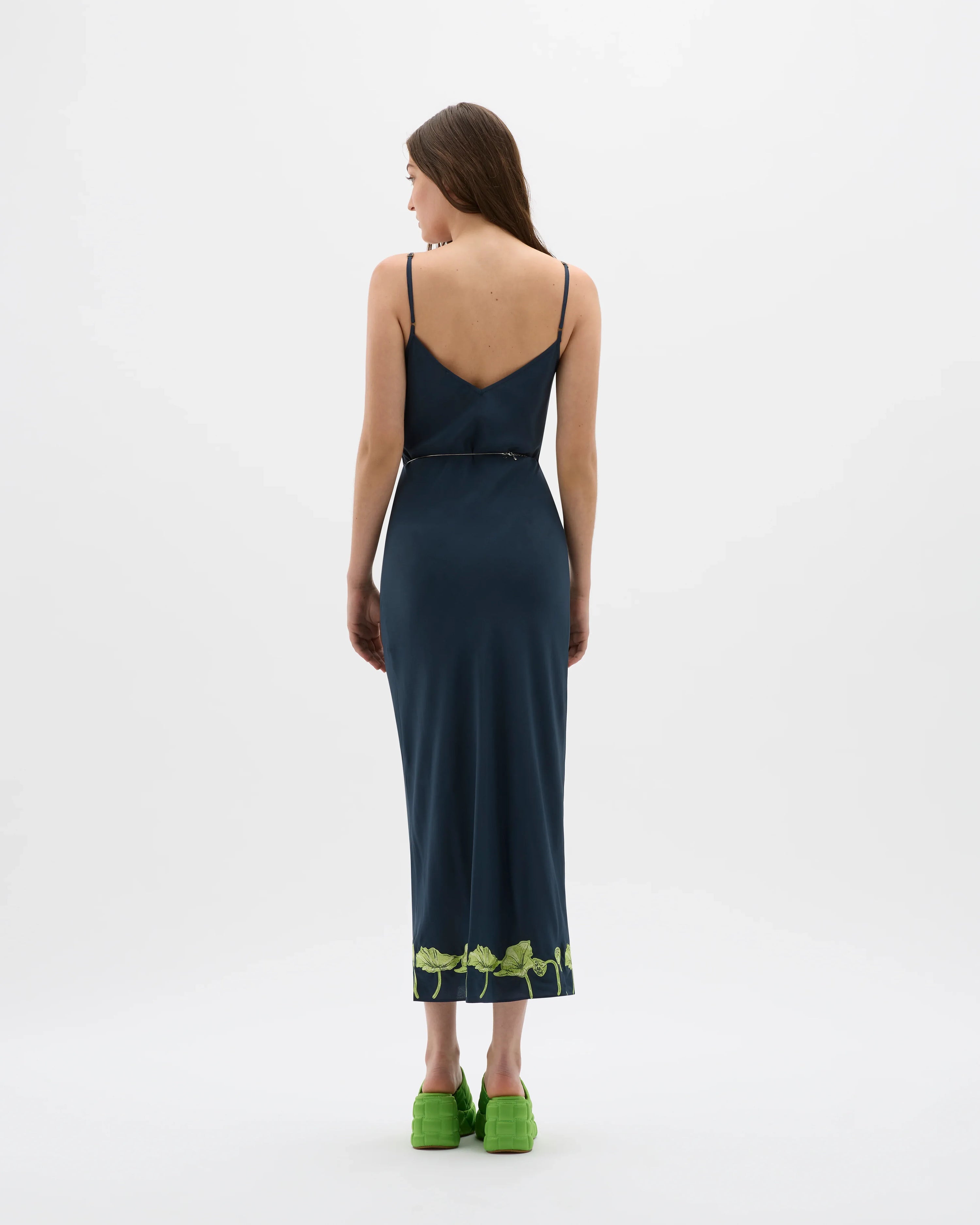 Lotus Embroidered Bias Maxi Dress - MUMA WORLD