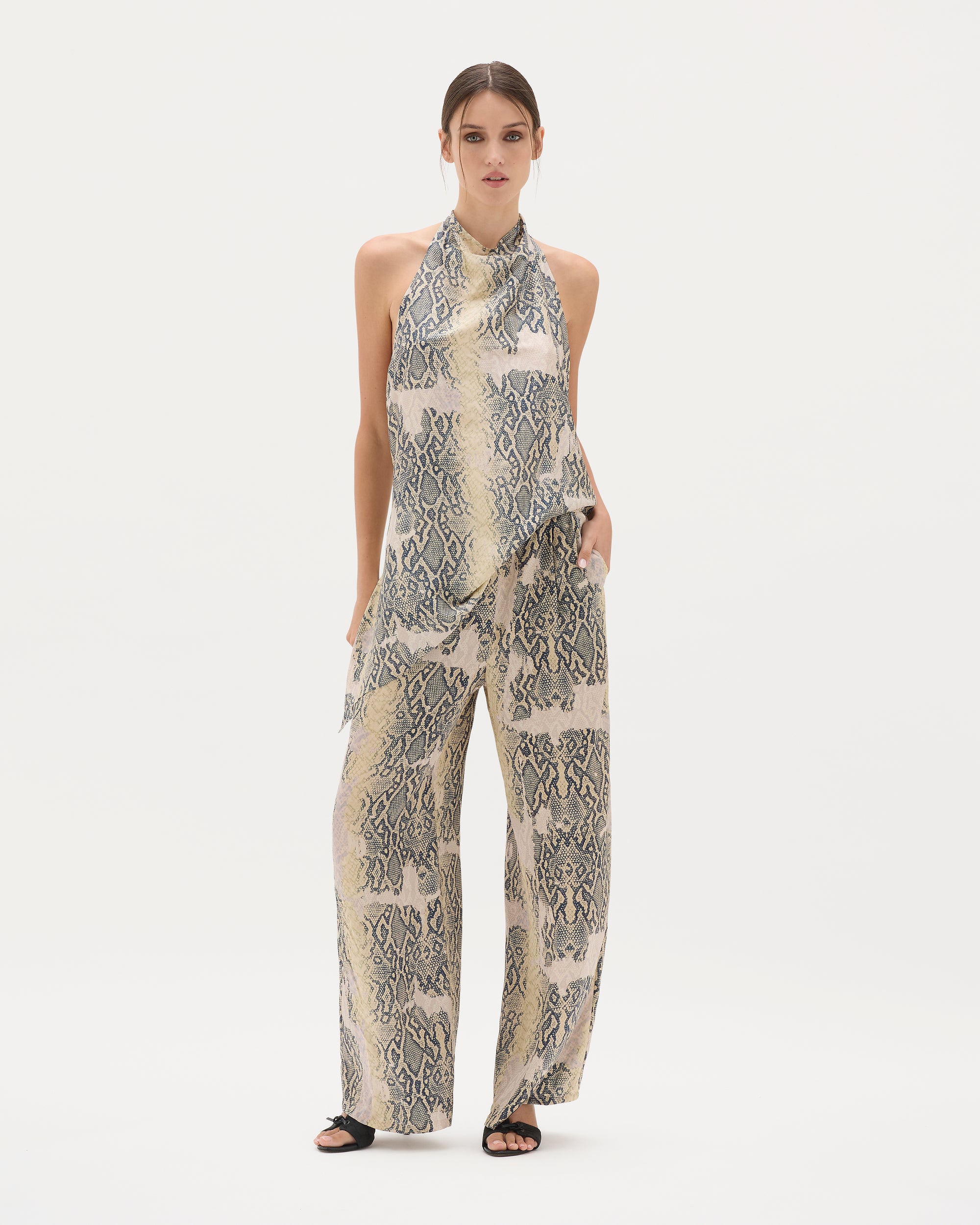 Nile Python Draped Halter Top
