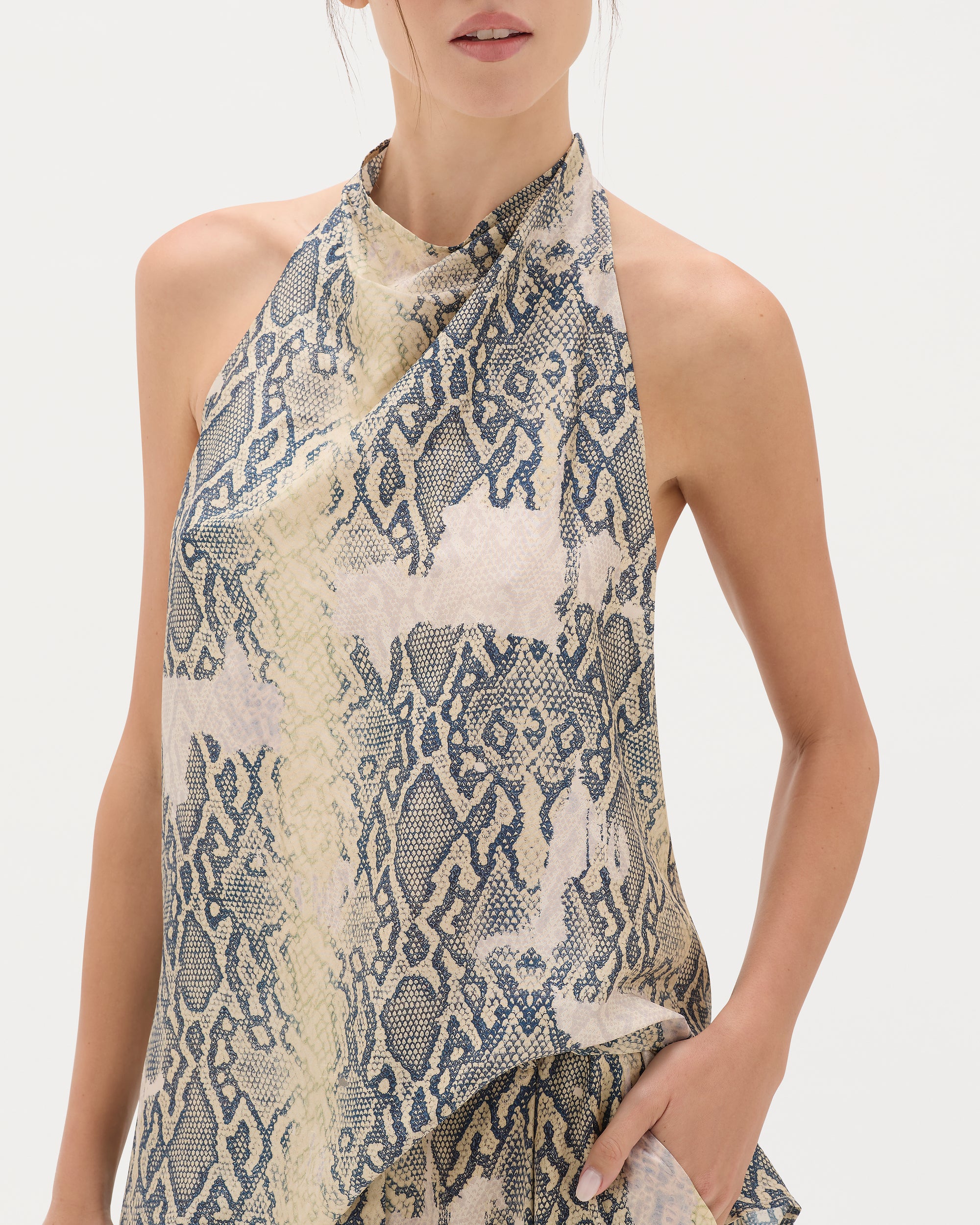 Nile Python Draped Halter Top