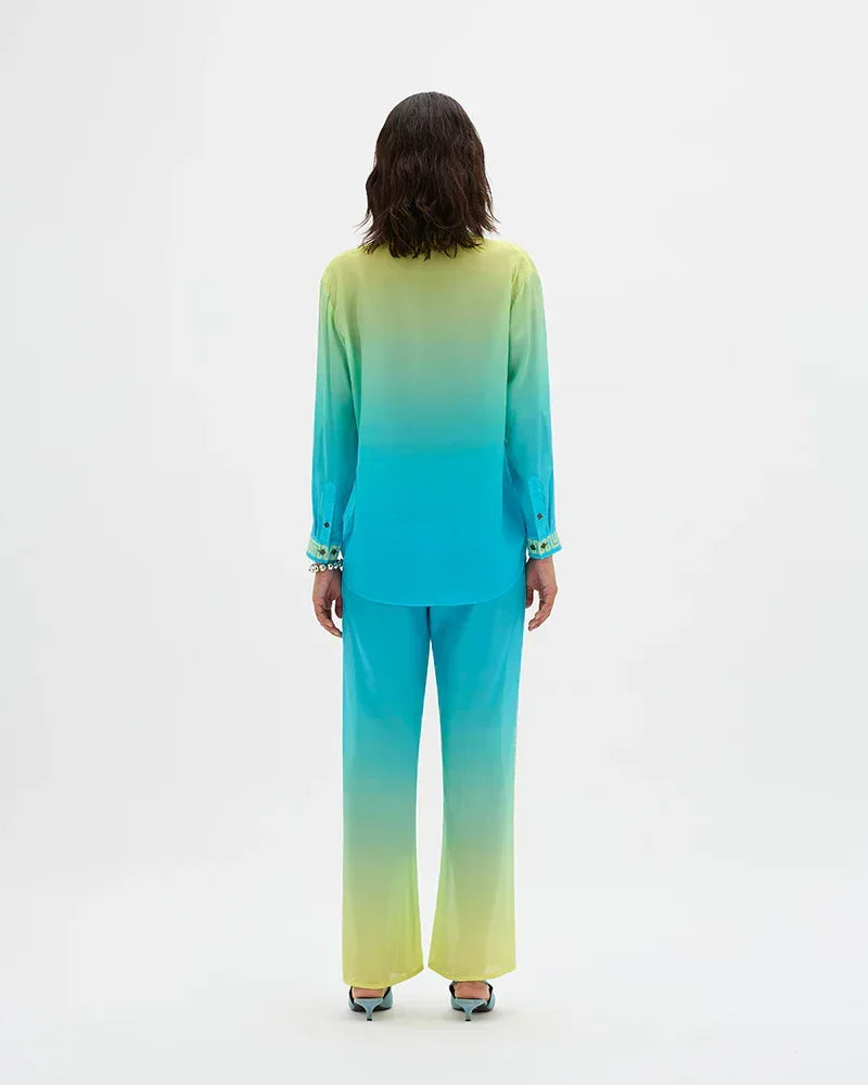 Silk Chiffon Eden Contrast LS Shirt - MUMA WORLD