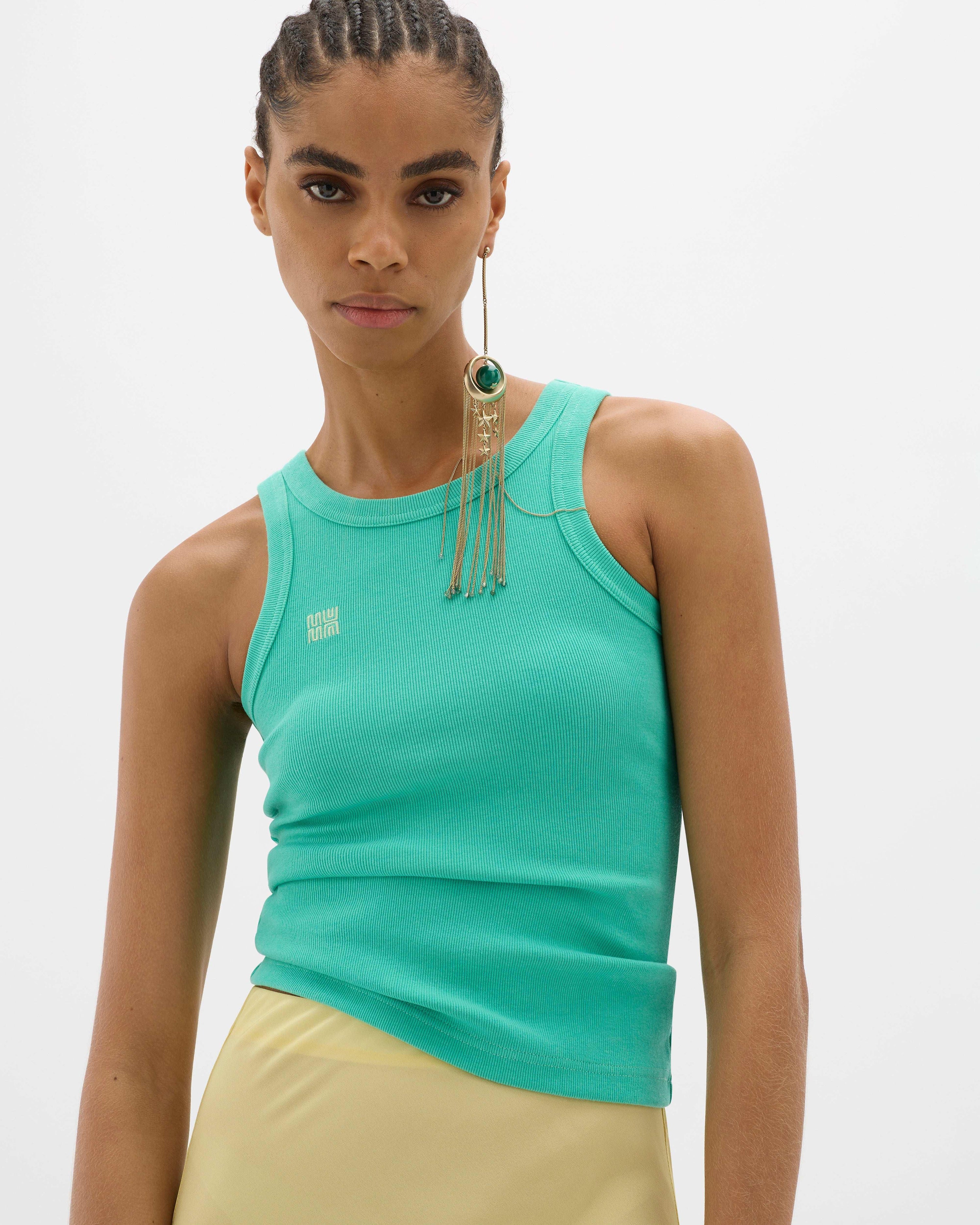 Yin Aqua Ribbed Singlet - MUMA WORLD