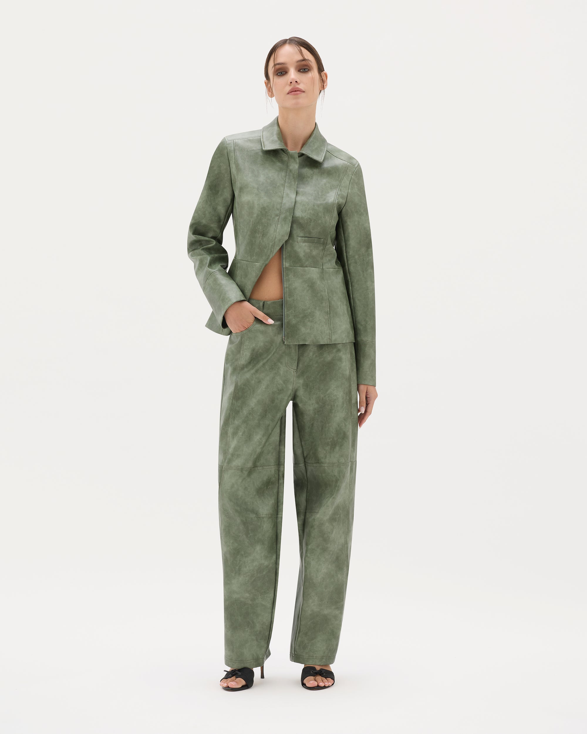 Sage Tailored Leather Jacket