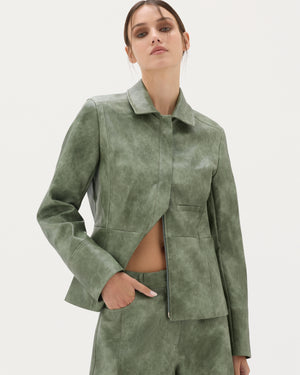 Sage Tailored Leather Jacket