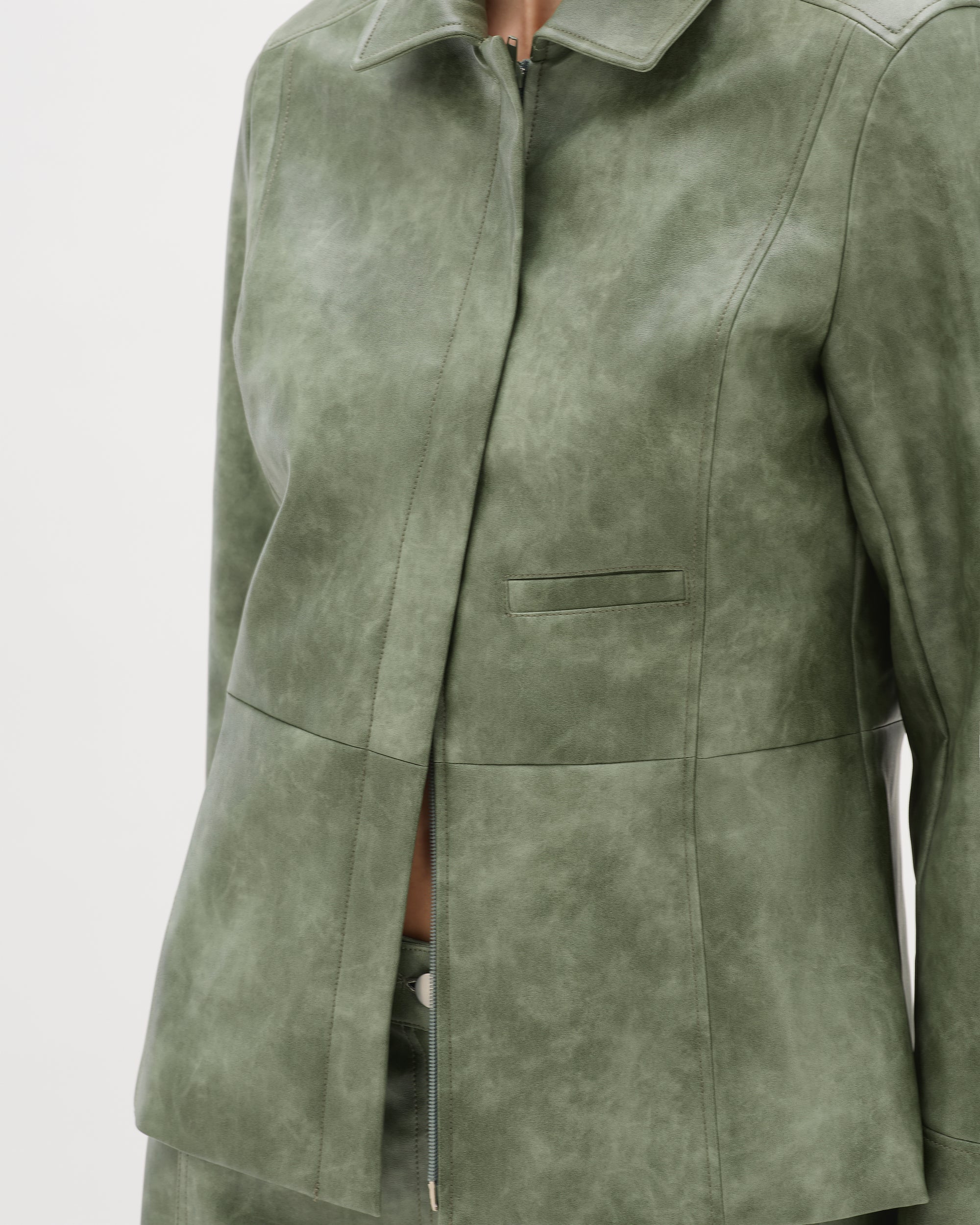 Sage Tailored Leather Jacket