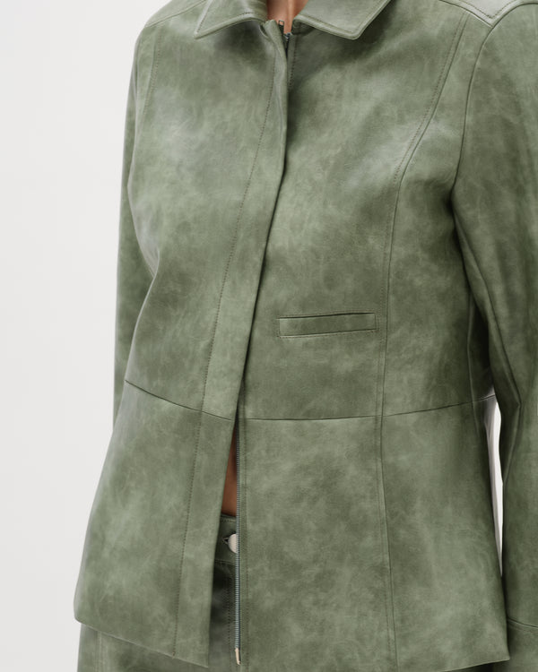 Sage Tailored Leather Jacket