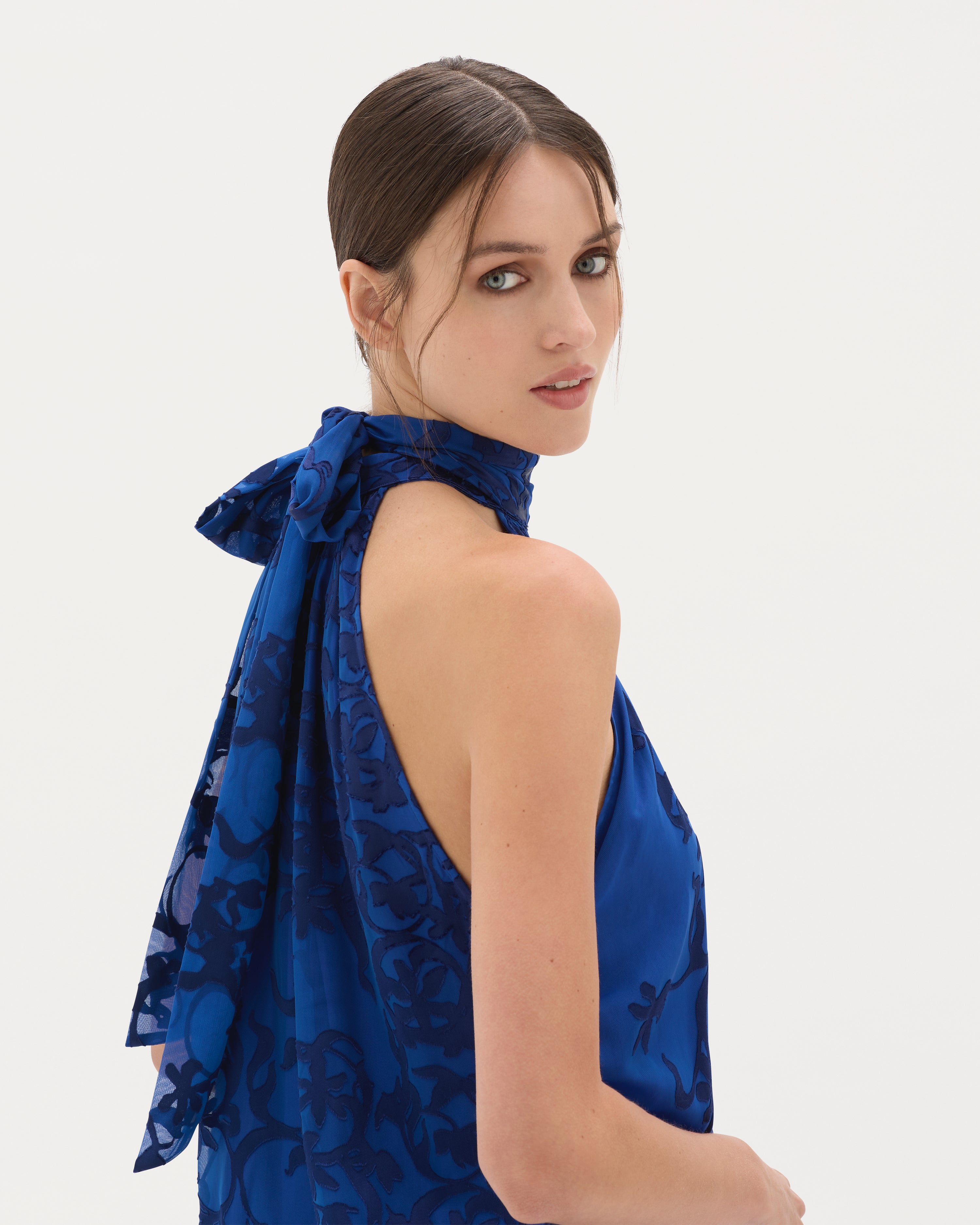 Sapphire Burnout High Neck Top