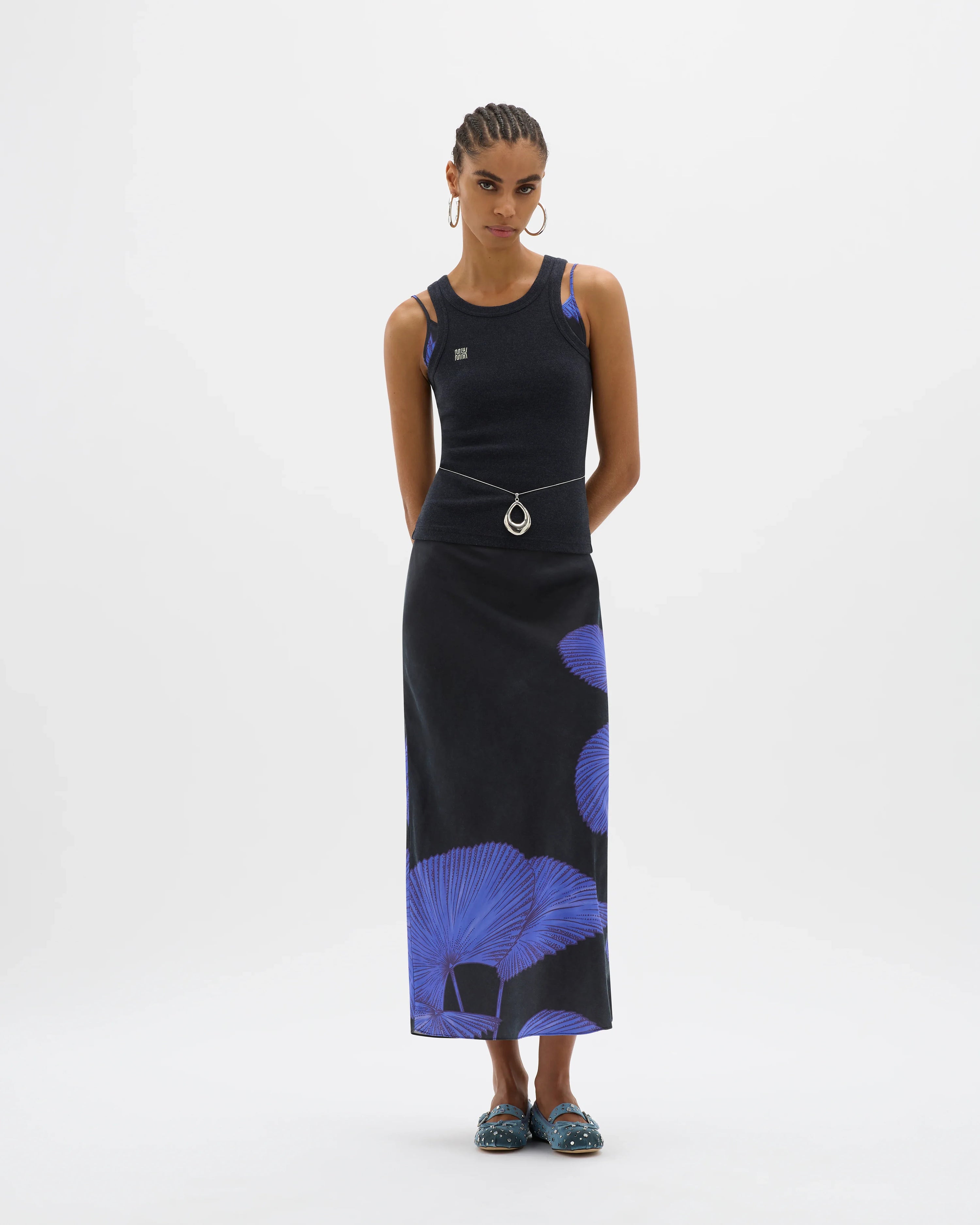 Yin Navy Ribbed Singlet - MUMA WORLD