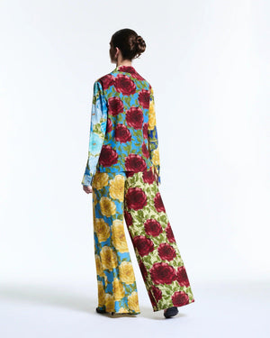 Mixed Floral Wide Leg Pants - MUMA WORLD