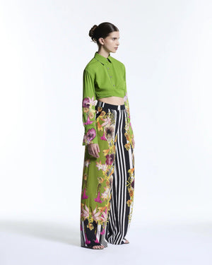FLORAL CANOPY BEADED CROPPED SHIRT - MUMA WORLD