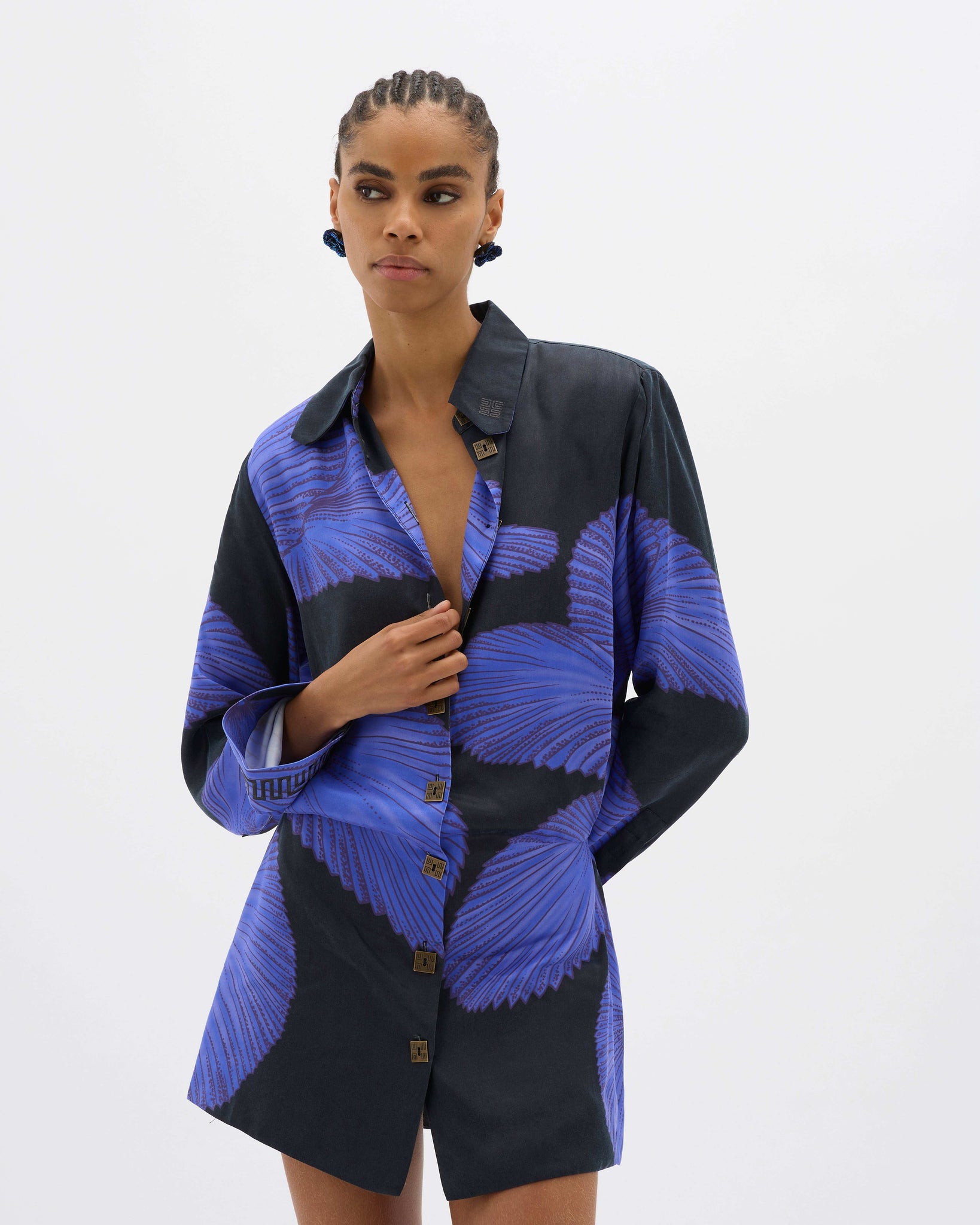Yin Night Palms Shirt Dress