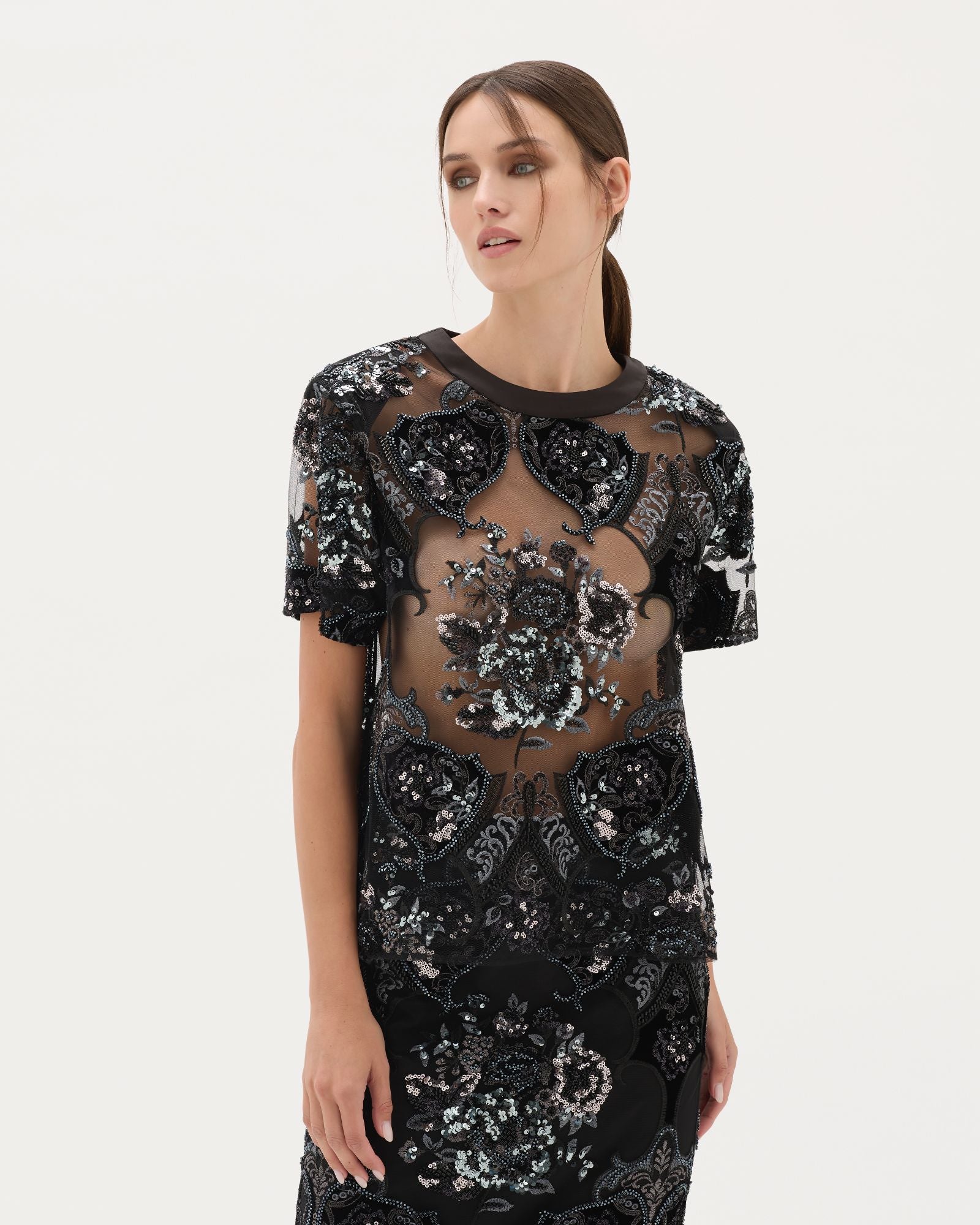 Sphinx Beaded Box Tee