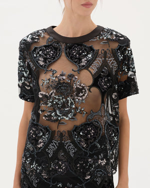 Sphinx Beaded Box Tee