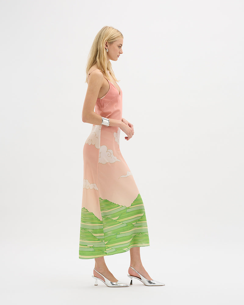 Eden Sky Silk Chiffon Maxi Dress