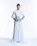 Blue Vine Embroidered Top