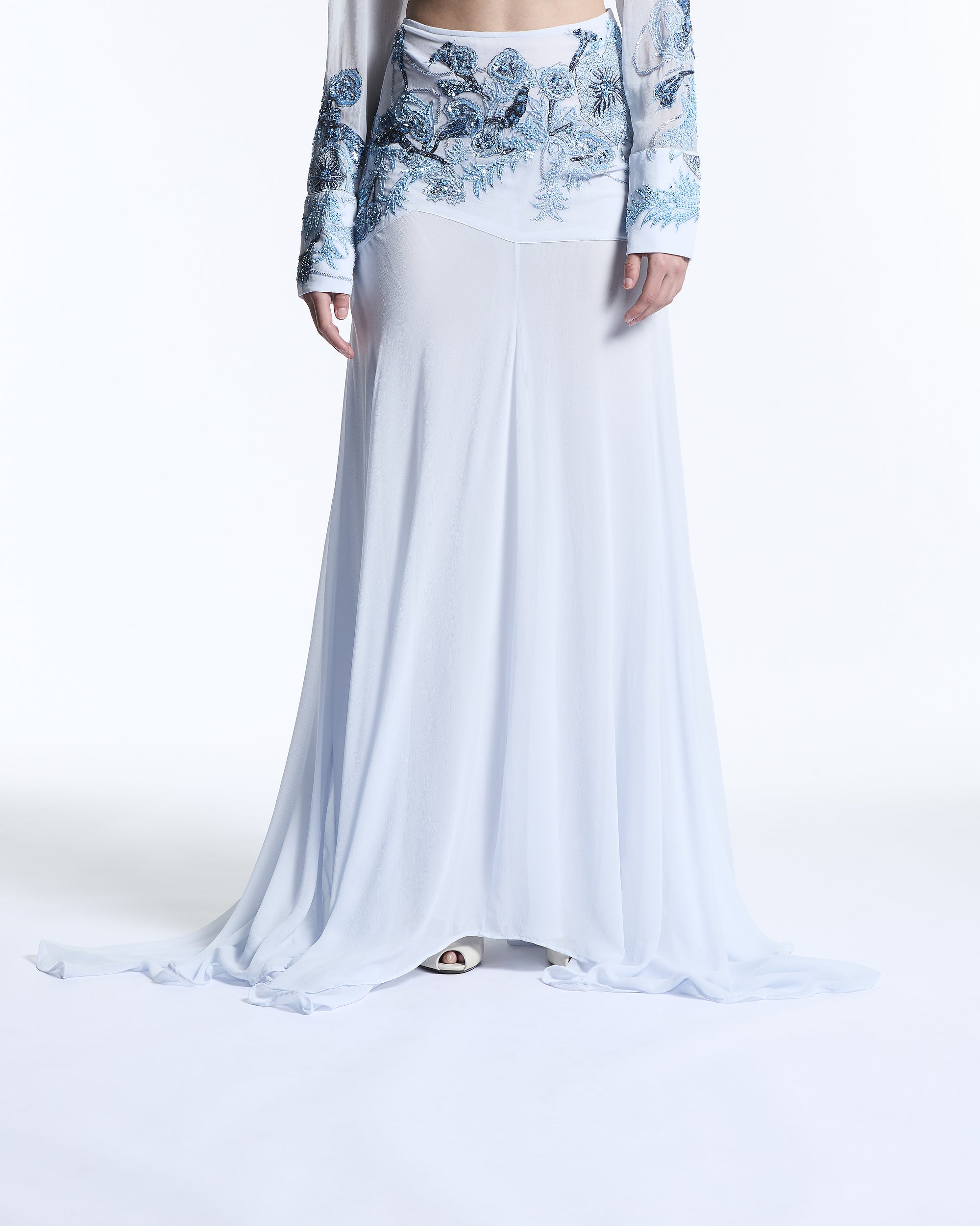 BLUE VINE EMBROIDERED SKIRT