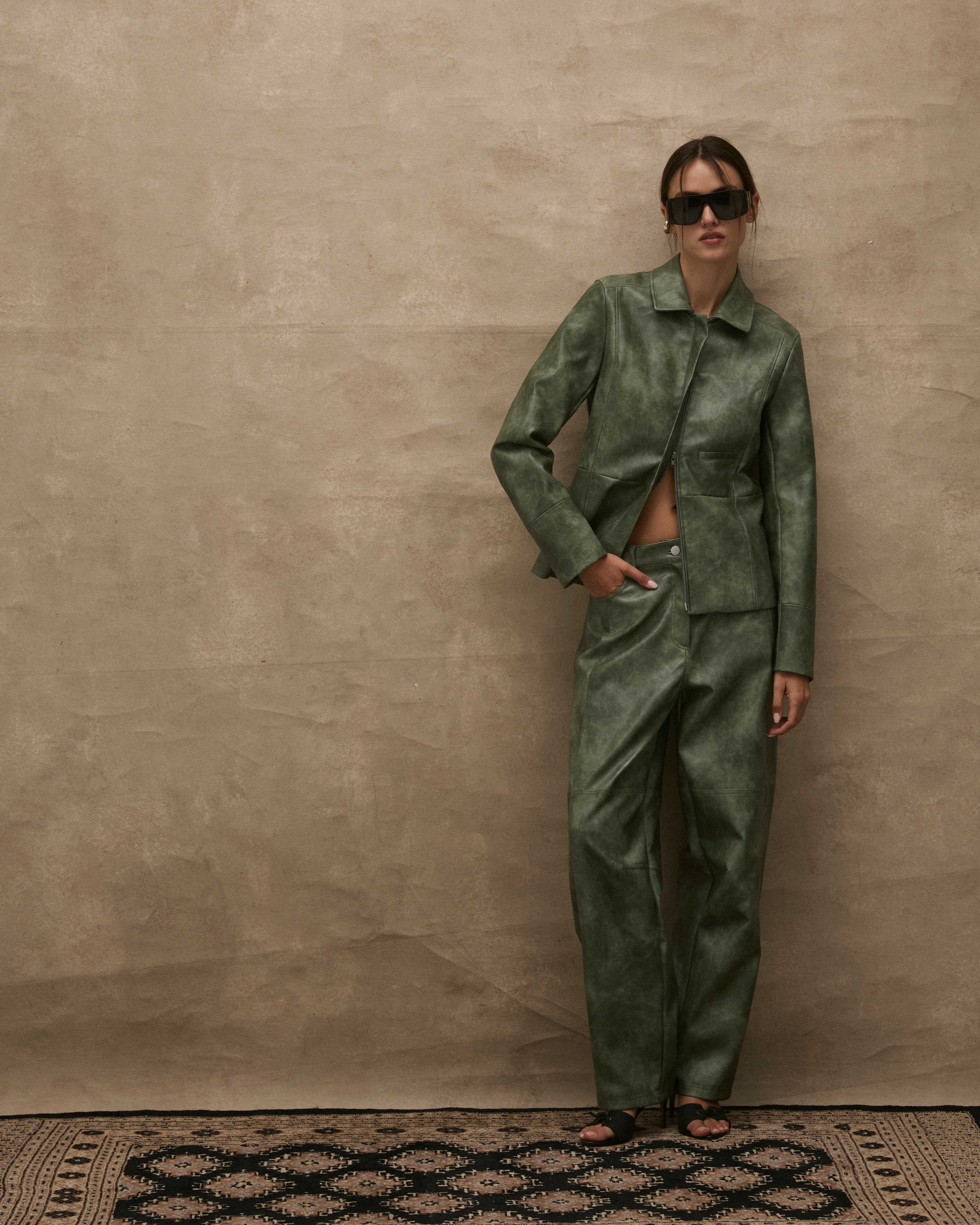Sage Tailored Leather Jacket