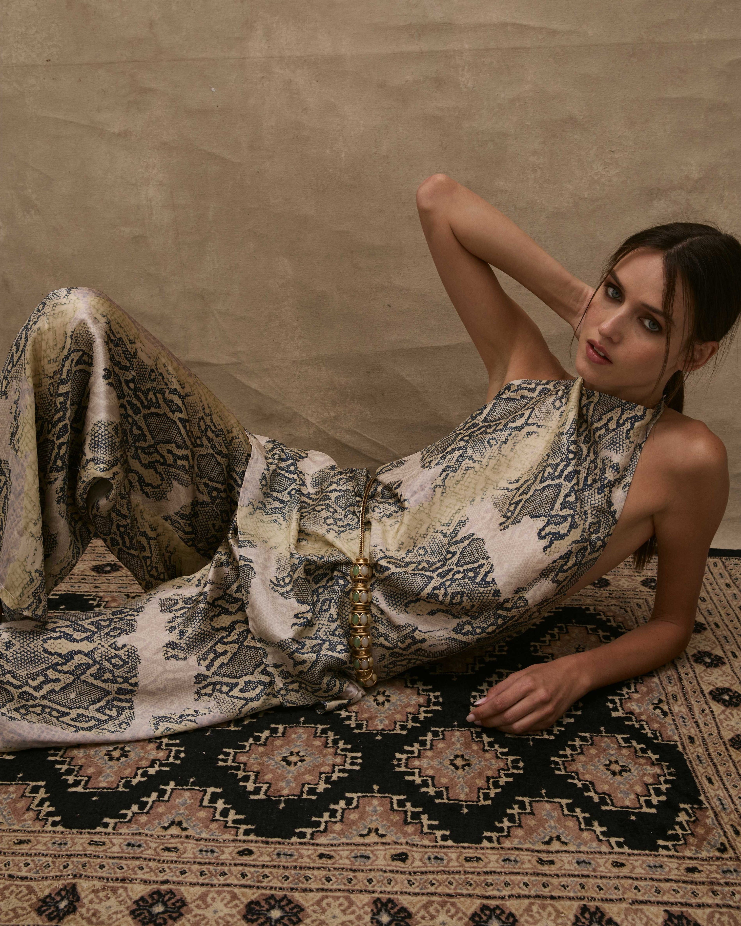 Nile Python Draped Halter Top