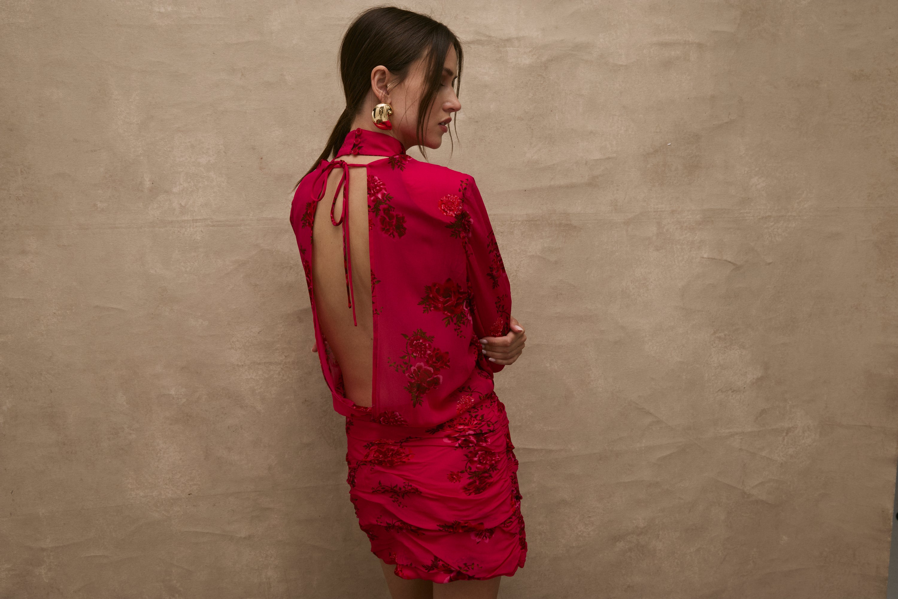 Magenta Bloom Quilla Mini Dress