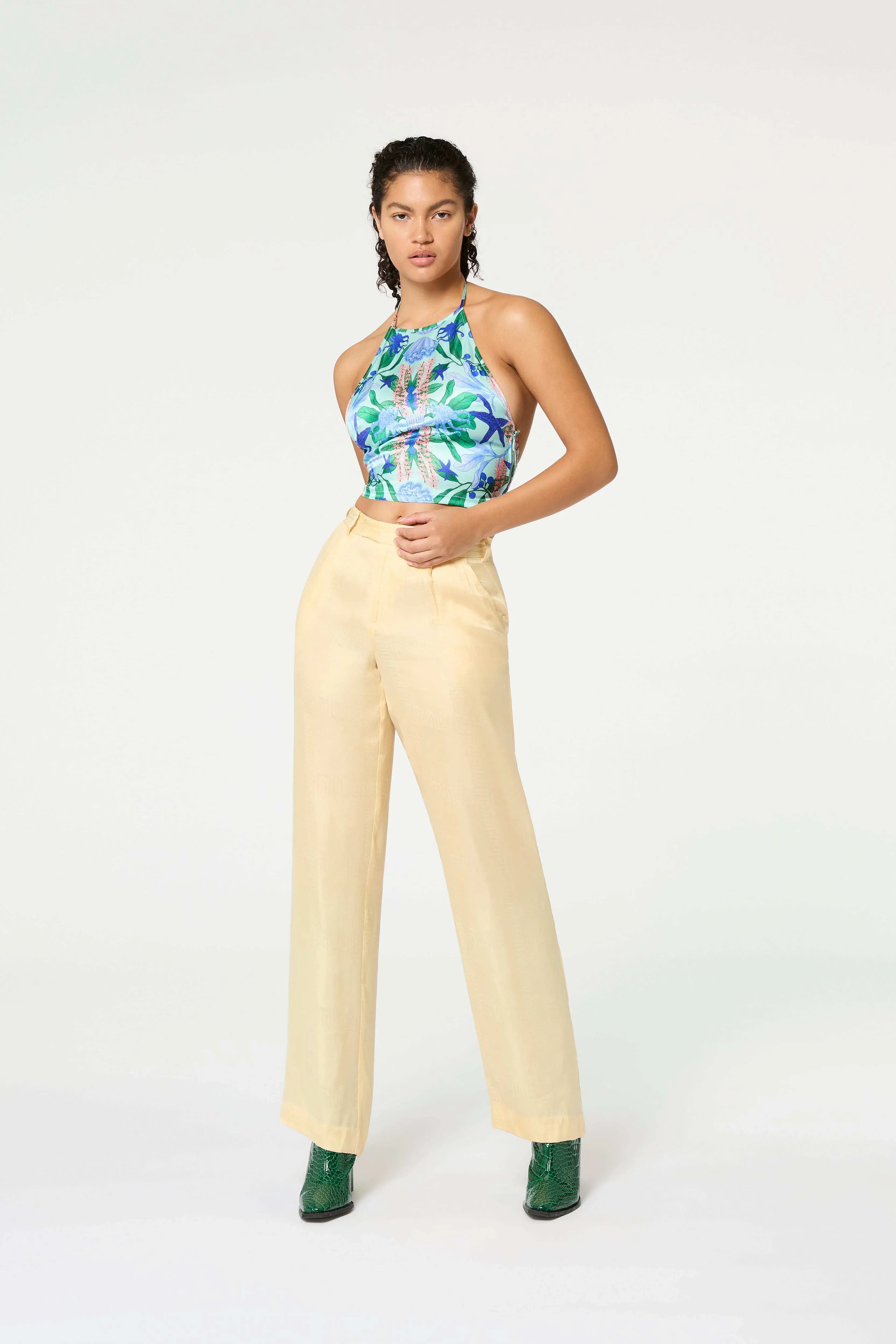 Creme Jacquard Pant - MUMA WORLD