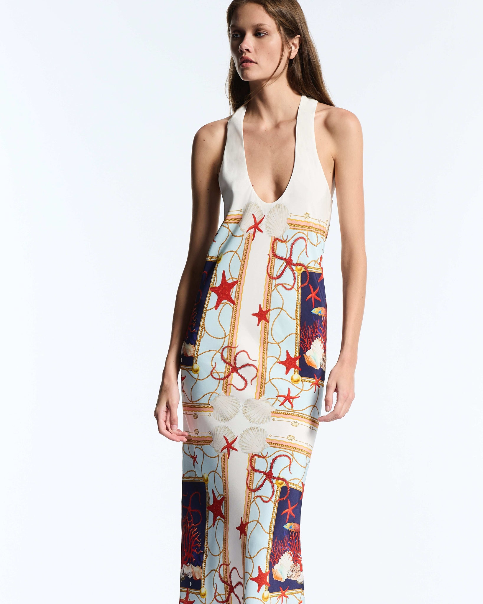 Coral Netting Luis Maxi Dress