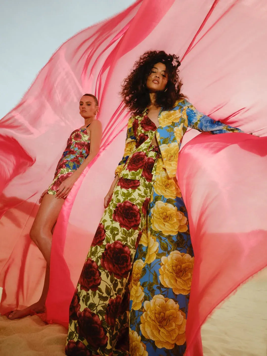 Mixed Floral Wide Leg Pants - MUMA WORLD