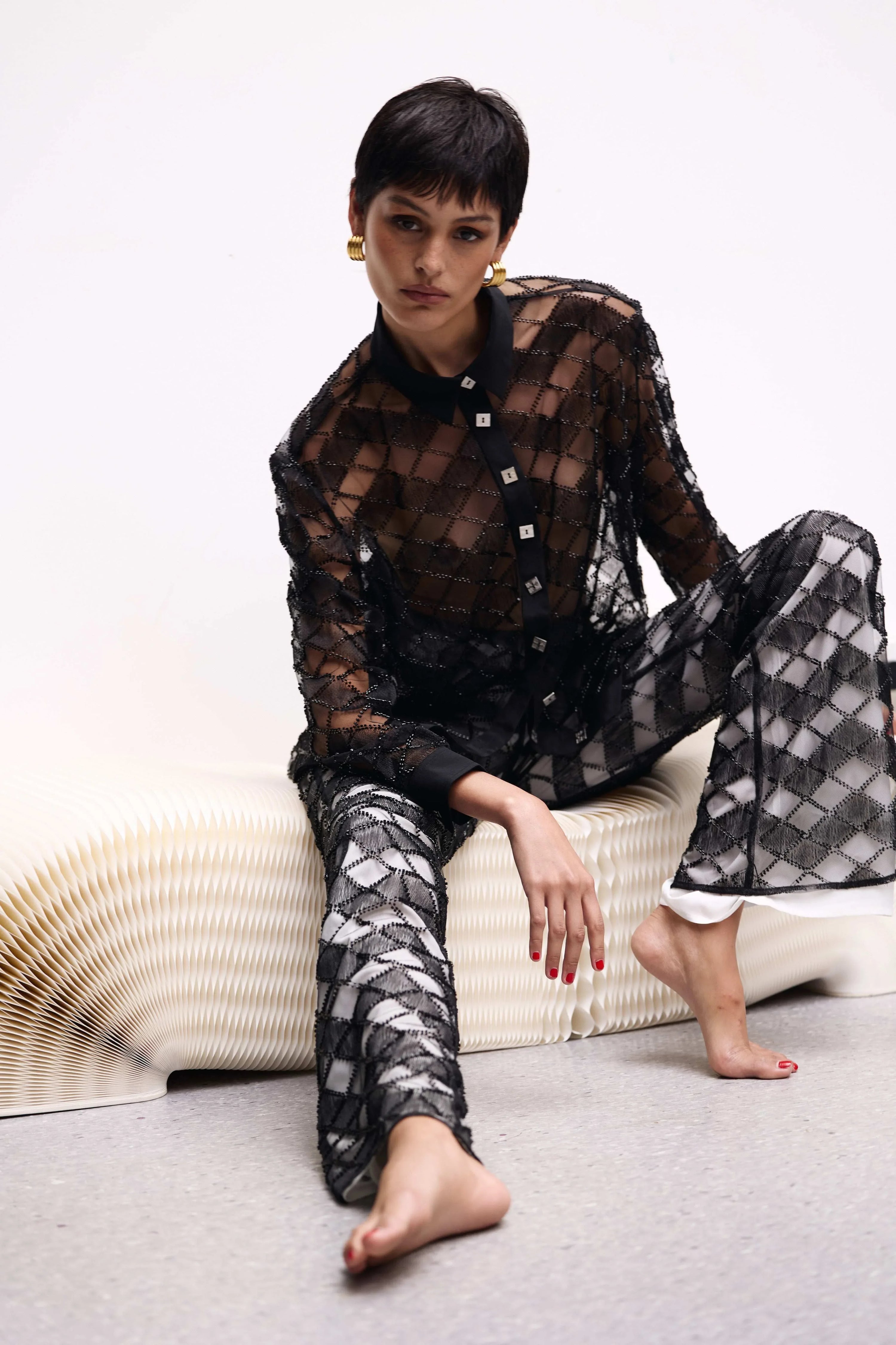 Tailored Beaded Lace Pant - MUMA WORLD