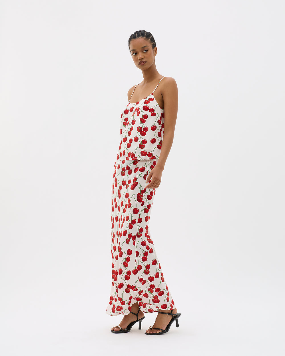 White Cherry Bias Maxi Skirt - MUMA WORLD  Skirt