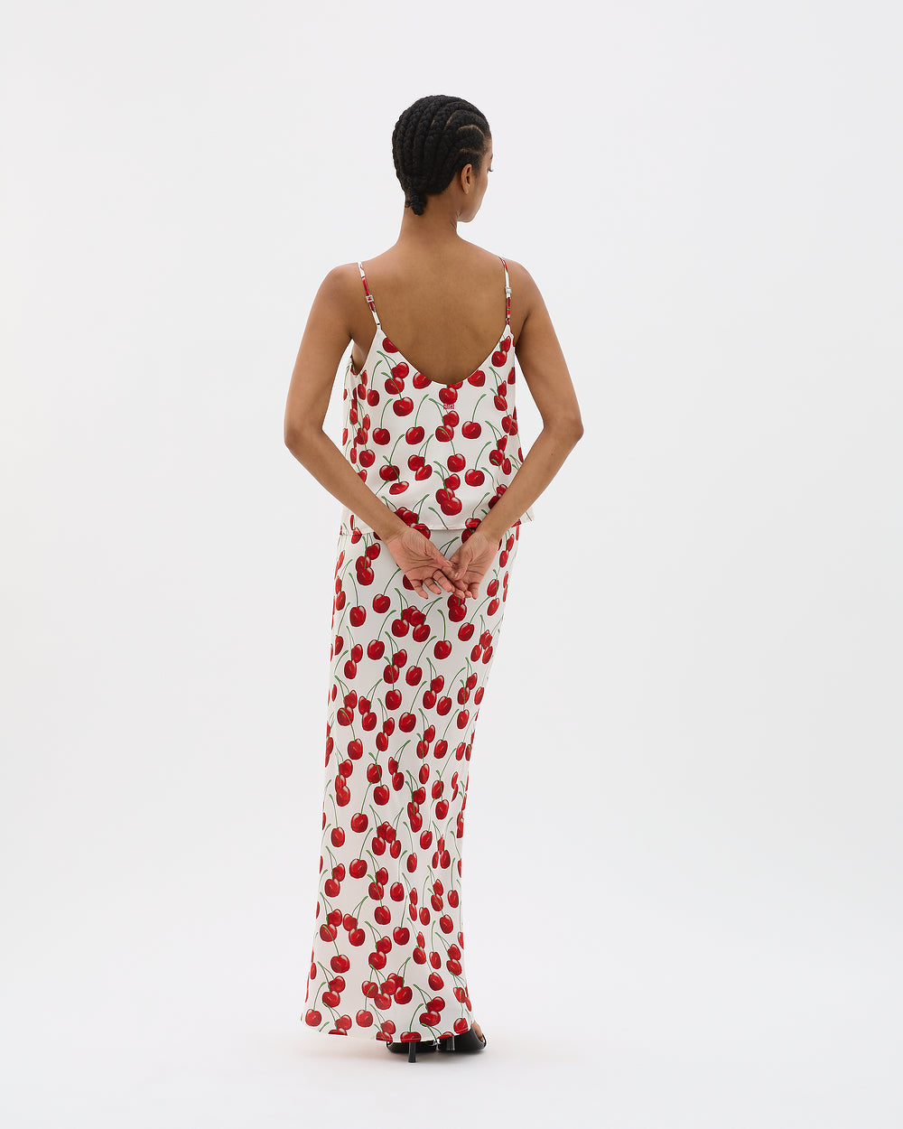 White Cherry Bias Maxi Skirt - MUMA WORLD  Skirt