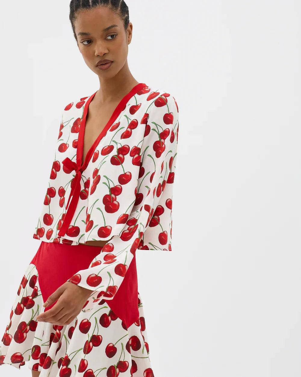 White Cherry Ruffle Mini Skirt - MUMA WORLD