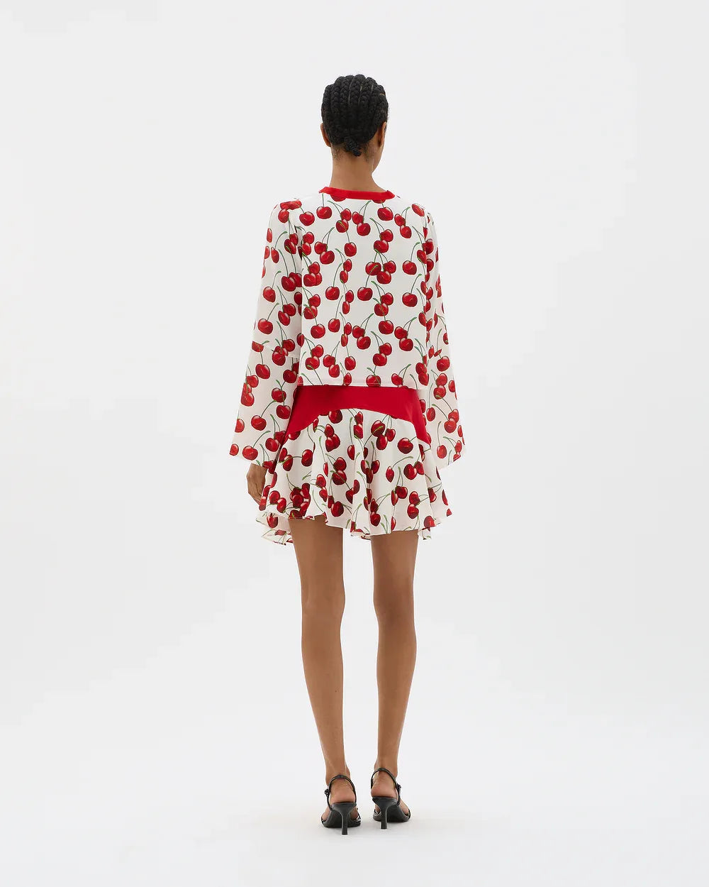 White Cherry Ruffle Mini Skirt - MUMA WORLD